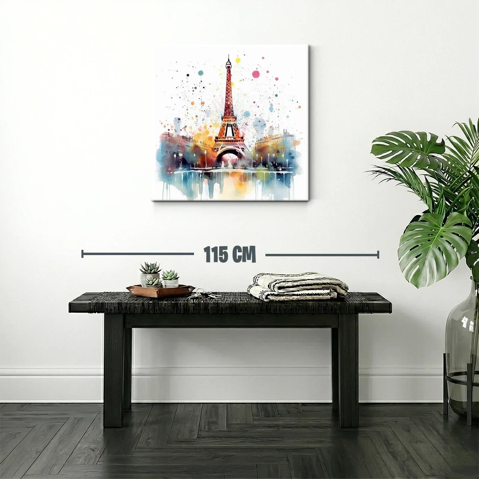 Cuadro Torre Eiffel con efecto acuarela y salpicaduras — miniatura 2