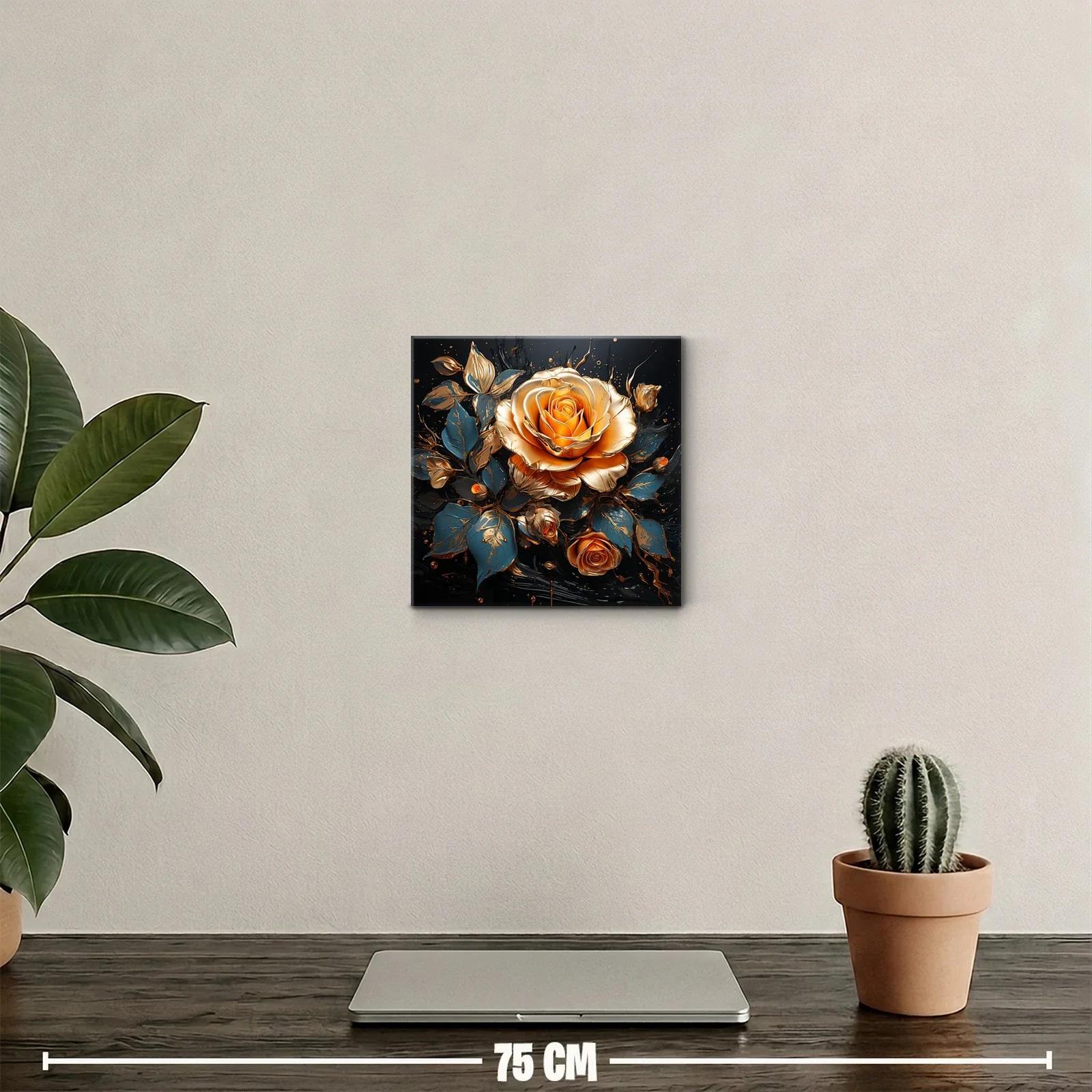 Rosas doradas y azul oscuro en composición elegante y vibrante — miniatura 2