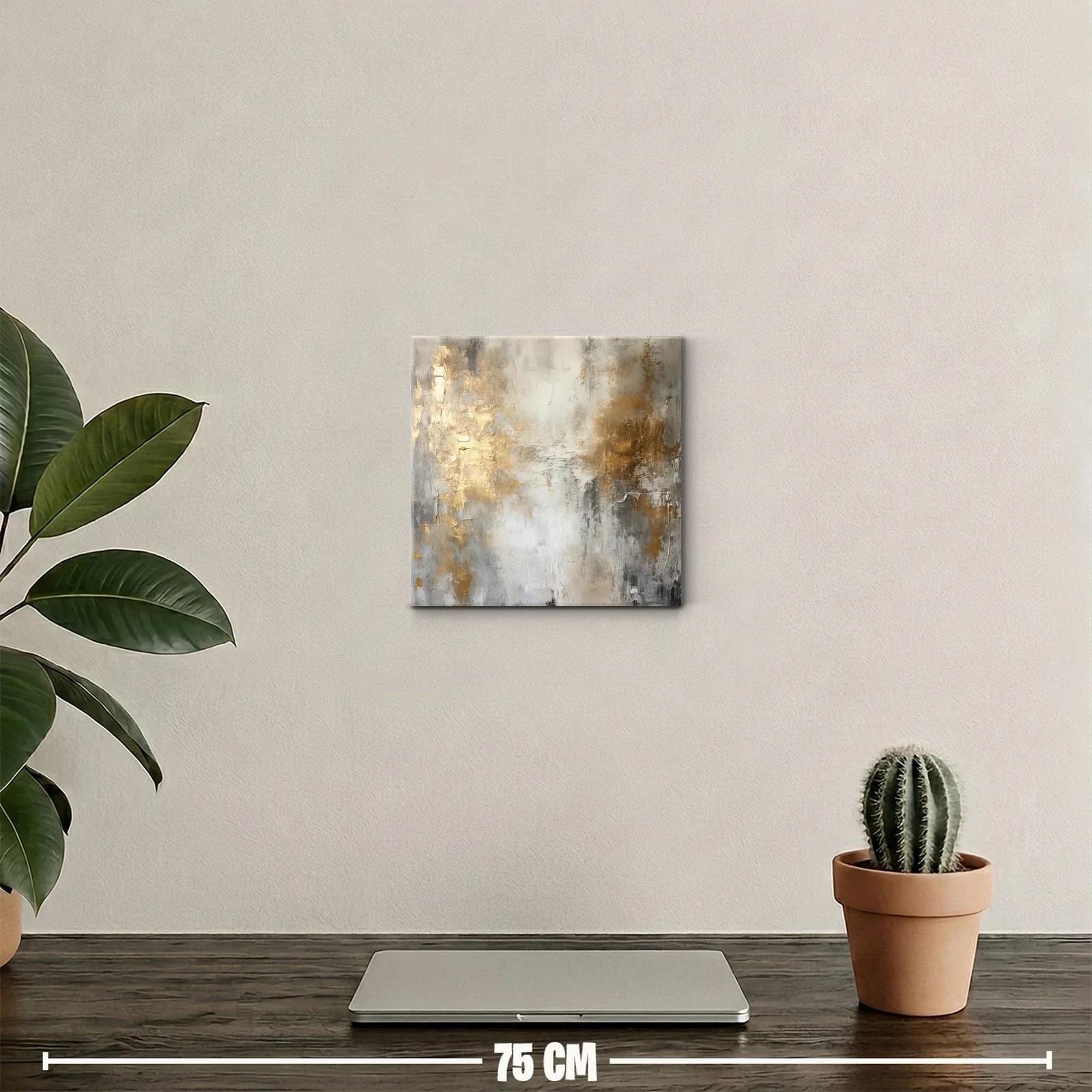 Cuadro abstracto con tonos dorados y grises elegantes — miniatura 2
