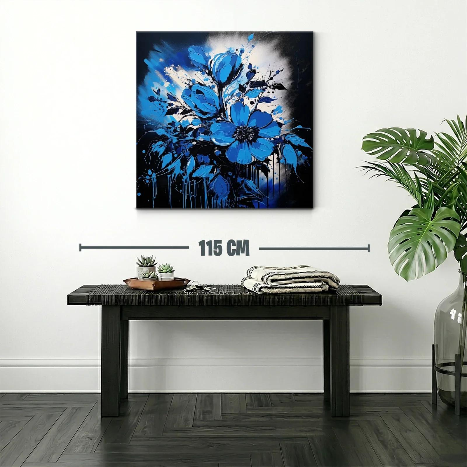 Flores azules vibrantes en contraste oscuro — miniatura 2