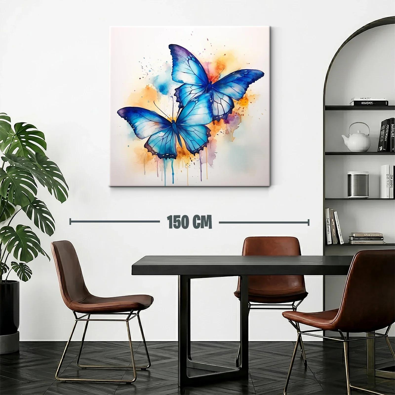 Mariposas azules con fondo en tonos cálidos vibrantes — miniatura 2
