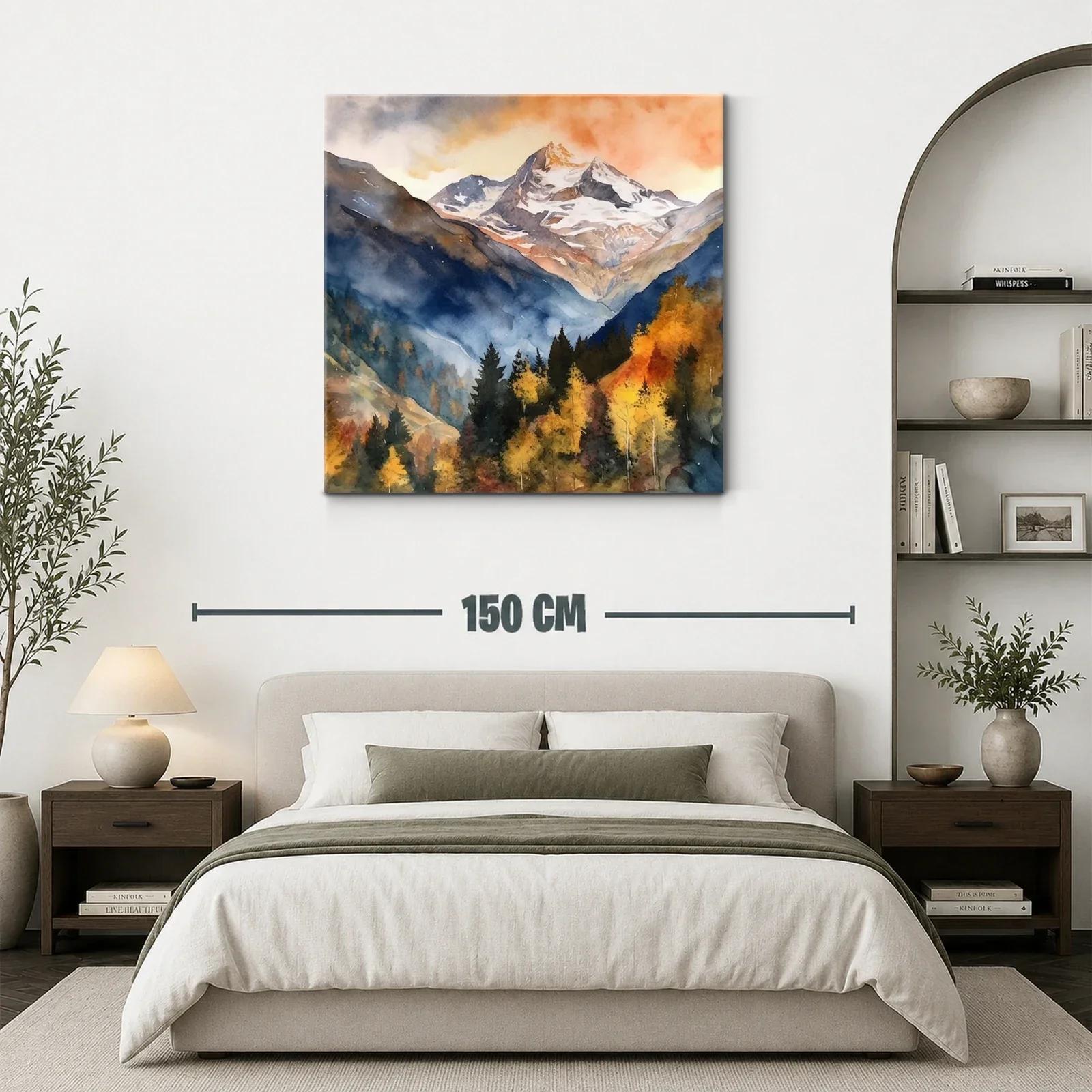 Paisaje montañoso con tonos otoñales y cielos cálidos — miniatura 3