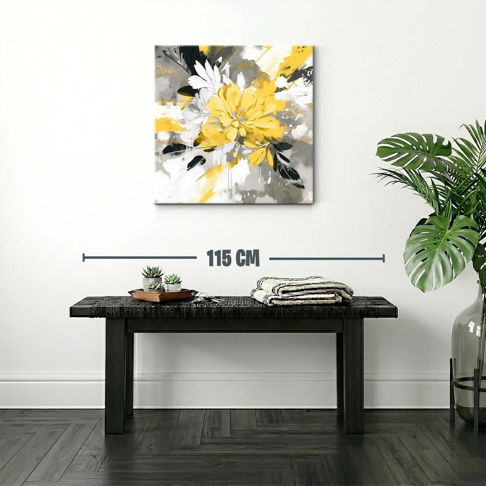Flor Abstracta en Amarillo Gris y Blanco Moderna y Vibrante — miniatura 2