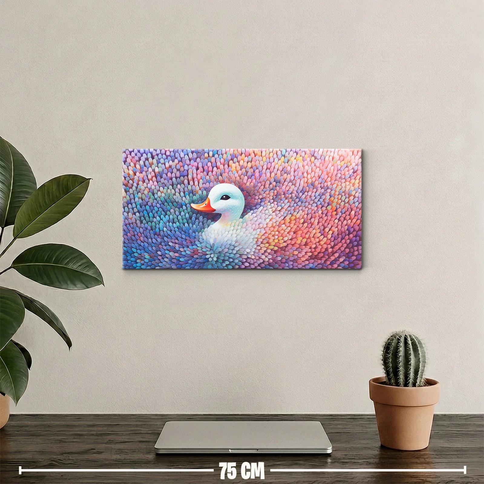 Cuadro pato blanco de pico naranja con remolino texturizado — miniatura 2
