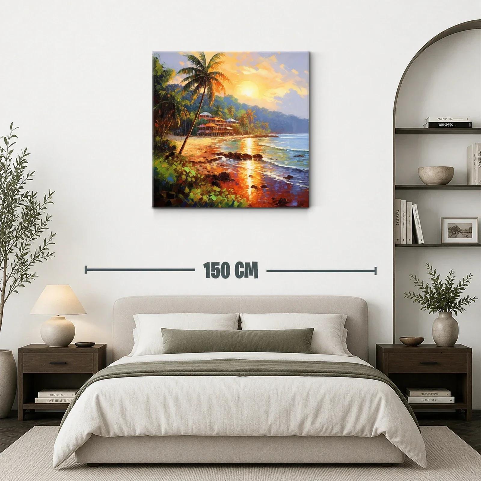 Atardecer tropical con palmeras y playa serena — miniatura 3