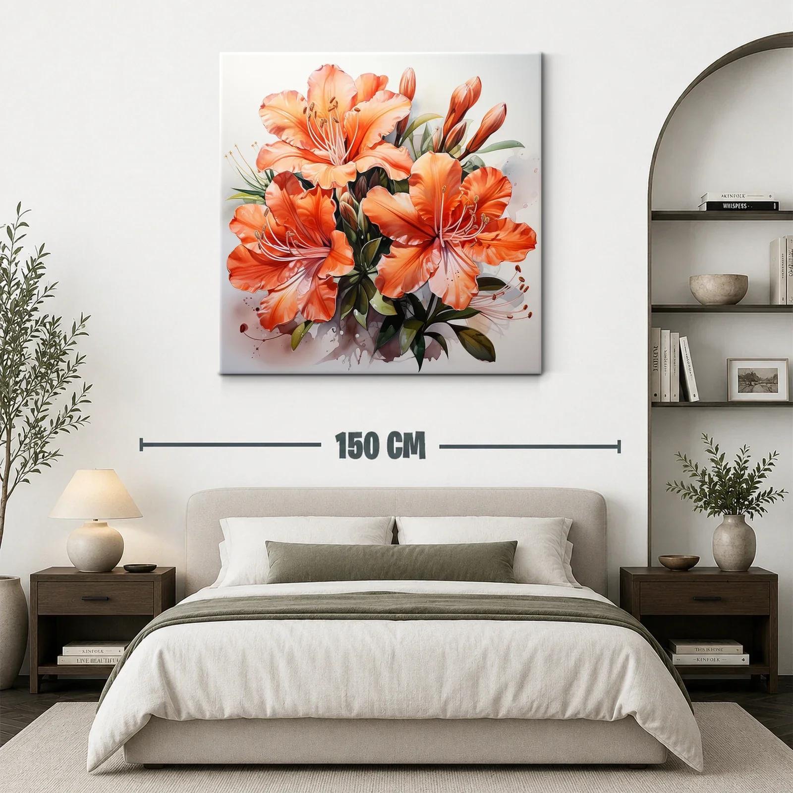 Impactante cuadro de flores naranja brillante — miniatura 3