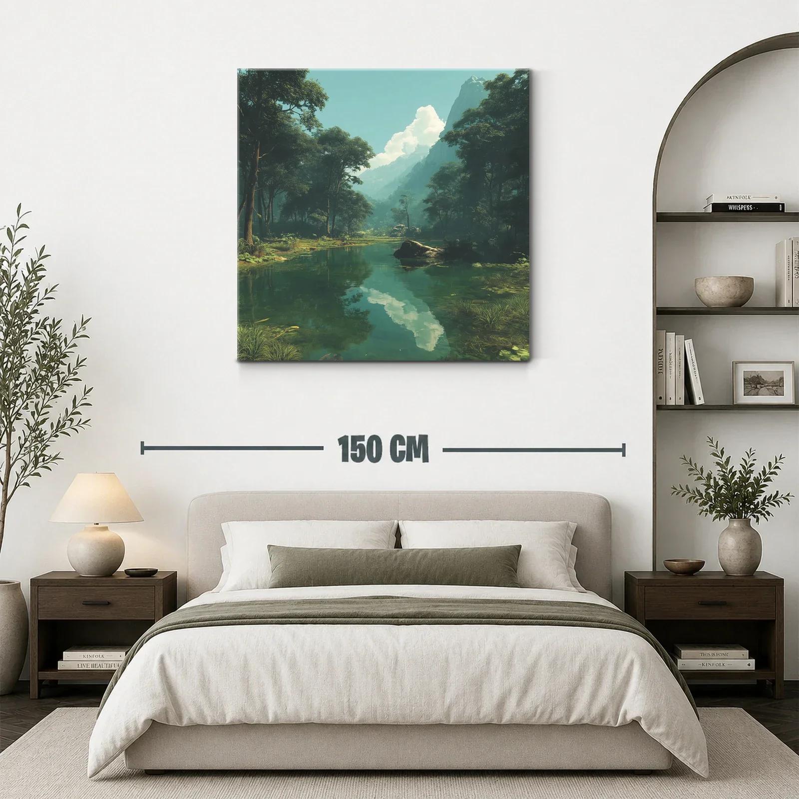 Serena vista natural con montaña y río en calma — miniatura 3
