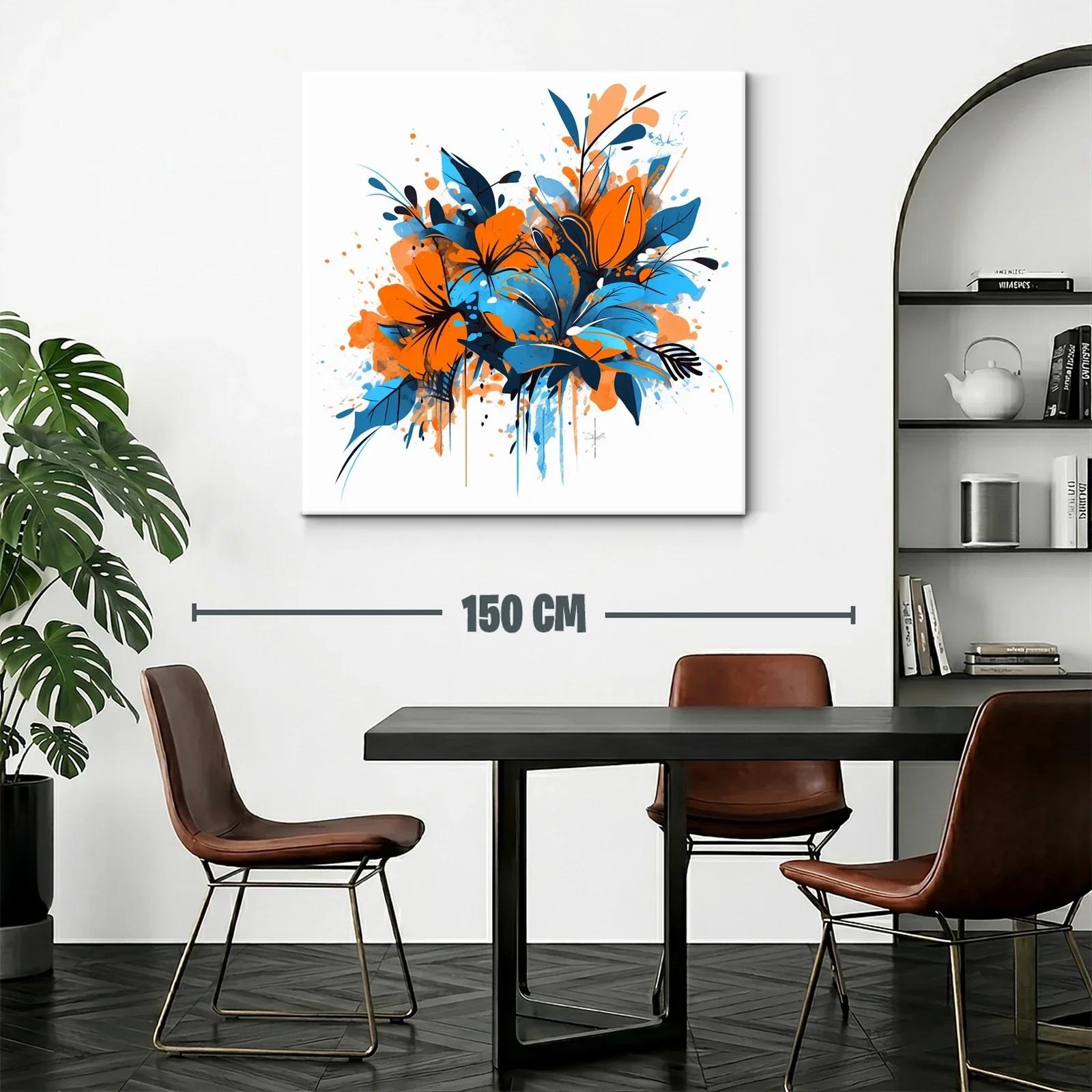 Composición vibrante de flores en tonos naranja y azul — miniatura 2