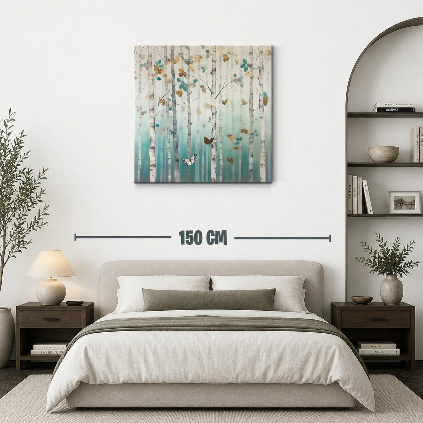 Bosque encantado con mariposas en tonos suaves y dorados — miniatura 3