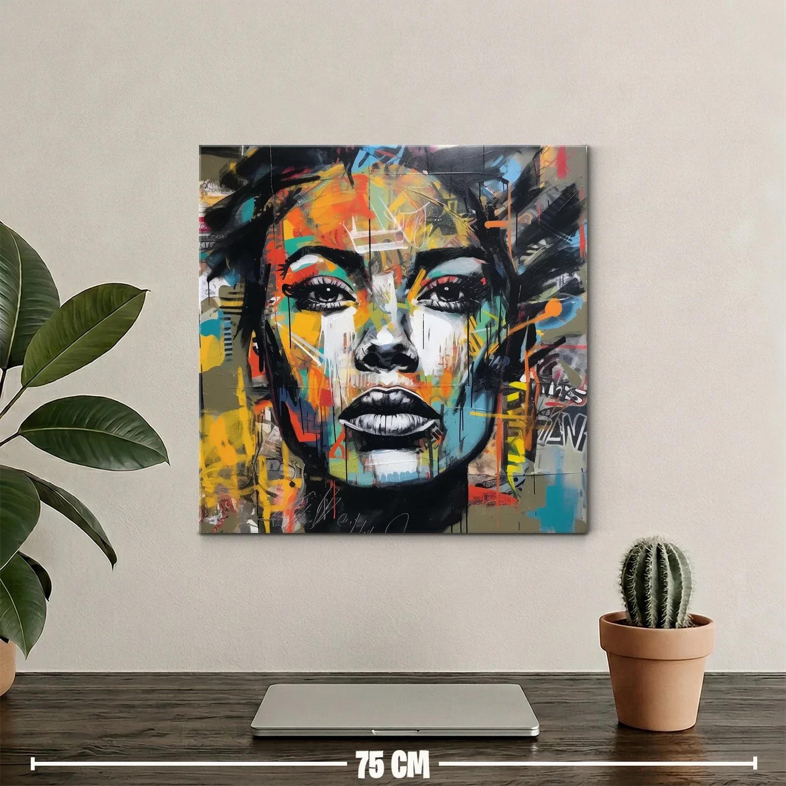 Retrato vibrante con efecto grafiti y expresividad urbana — miniatura 2