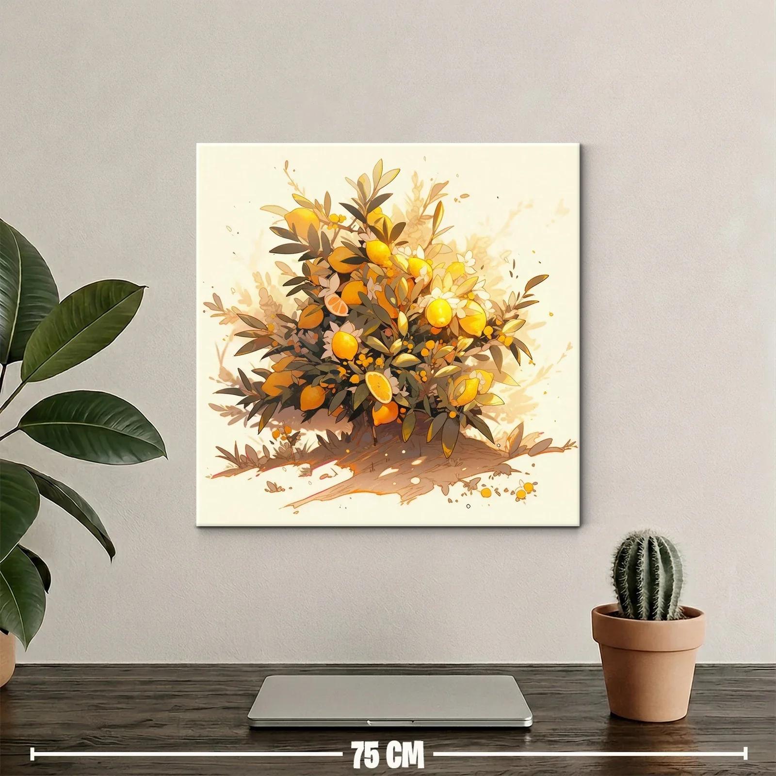 Cuadro vibrante de ramo con limones y follaje verde — miniatura 2