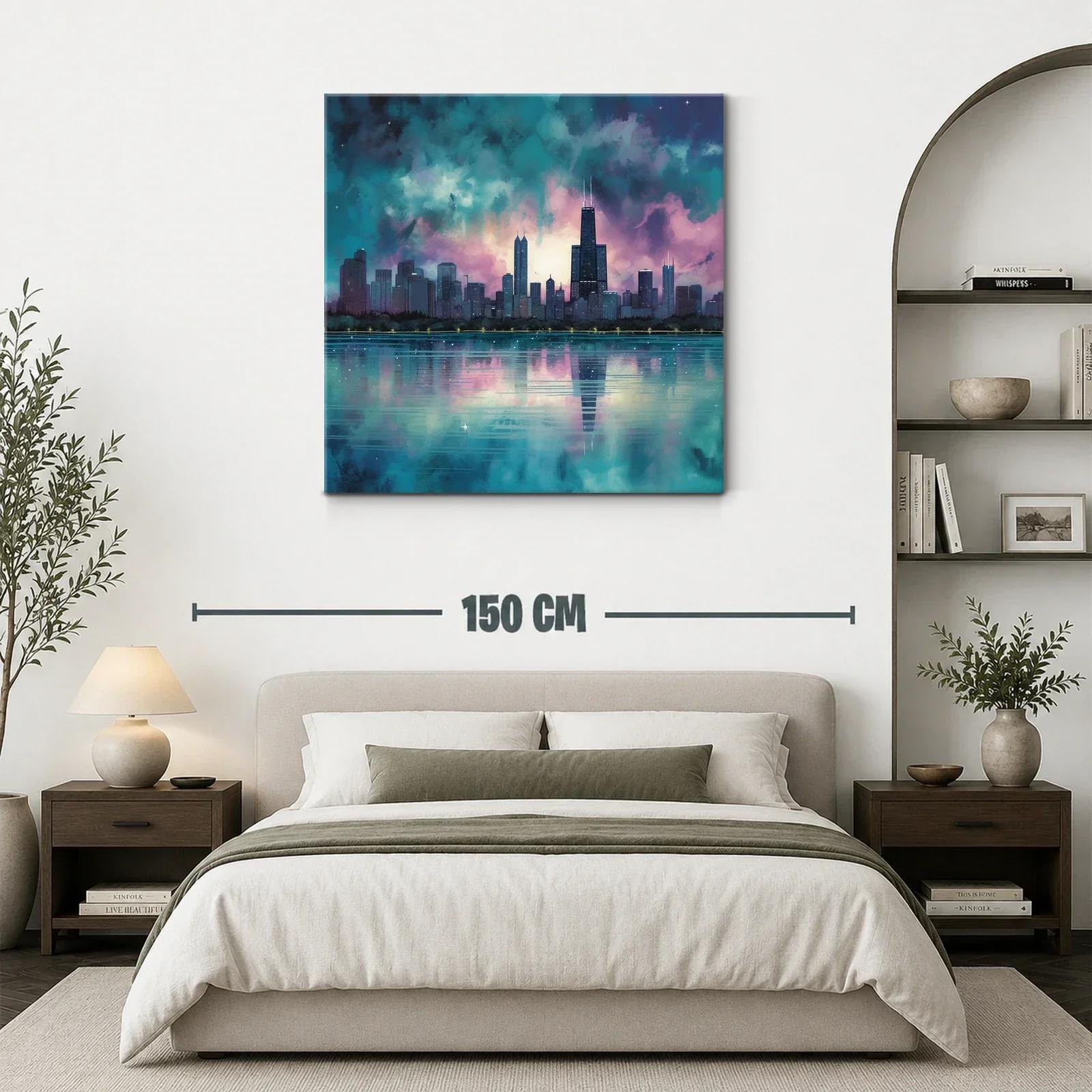 Paisaje urbano al atardecer con reflejos mágicos en el agua — miniatura 3