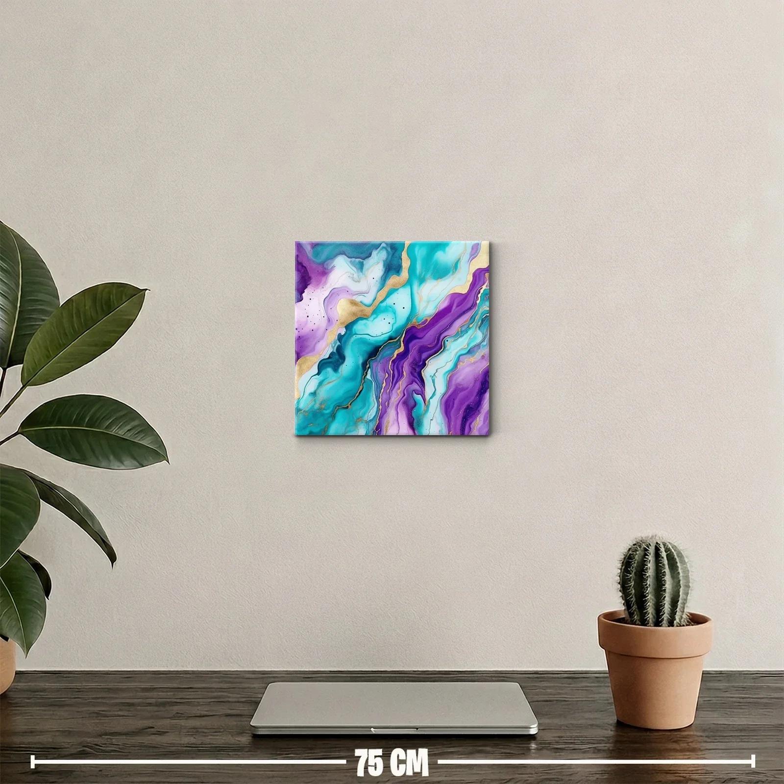 Abstracción orgánica en tonos morados y turquesas vibrantes — miniatura 2