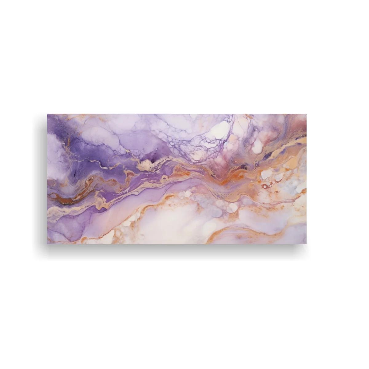 Cuadro textura marmoleada lila con vetas doradas y cobre — imagen principal