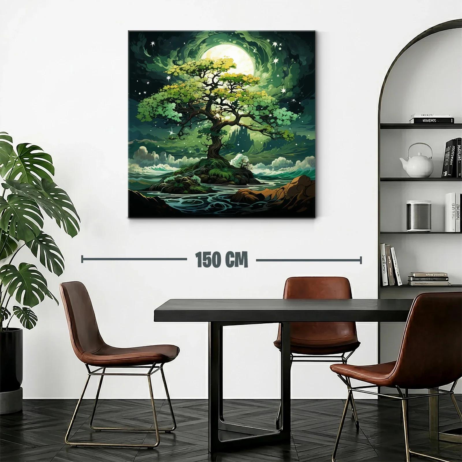 Árbol mágico con luna brillante en paisaje onírico — miniatura 2