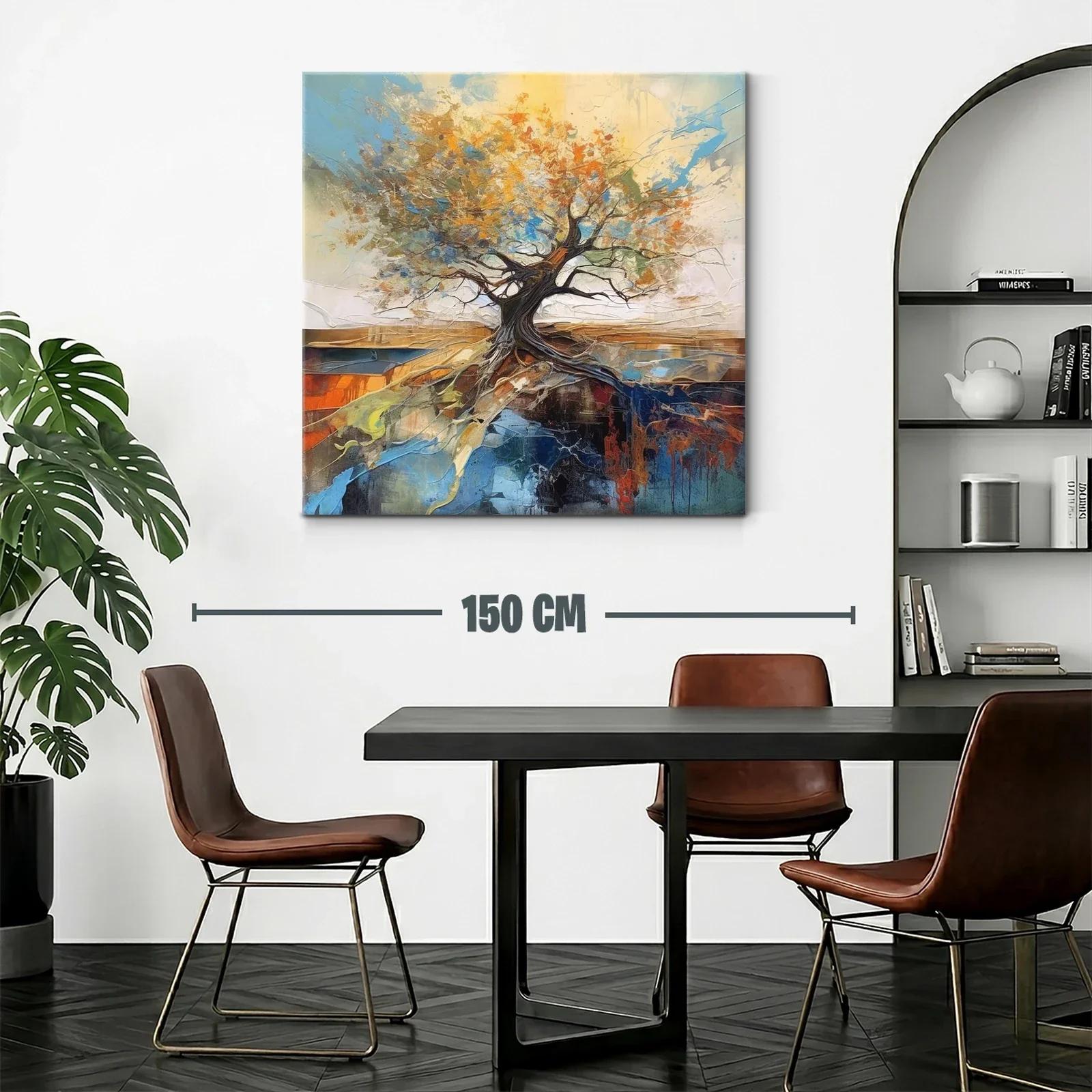 Árbol enraizado con hojas vibrantes y cielo azul — miniatura 2