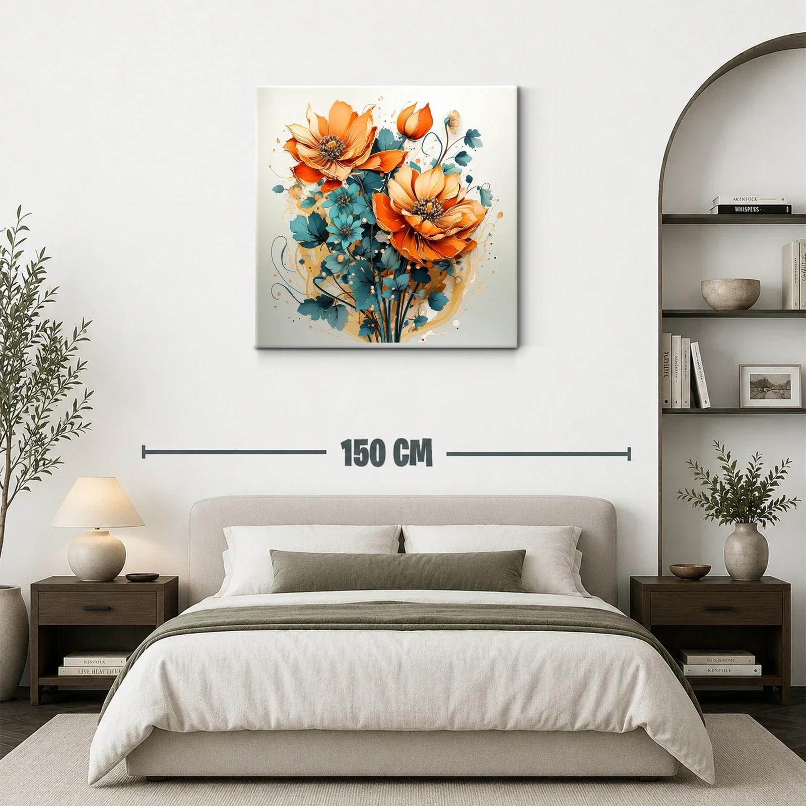 Exuberante ramo floral con vibrantes tonos naranja y azul — miniatura 3