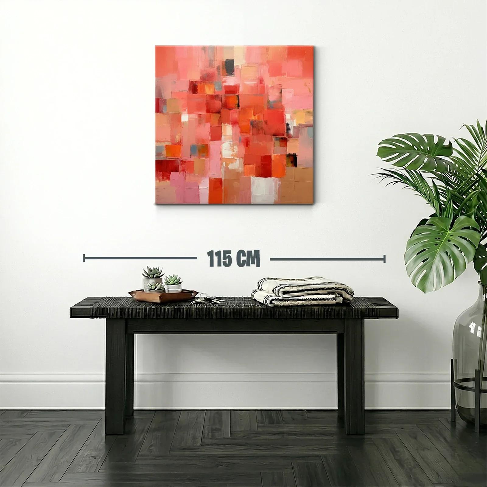 Cuadro abstracto con intensos tonos rojos y rosas — miniatura 2