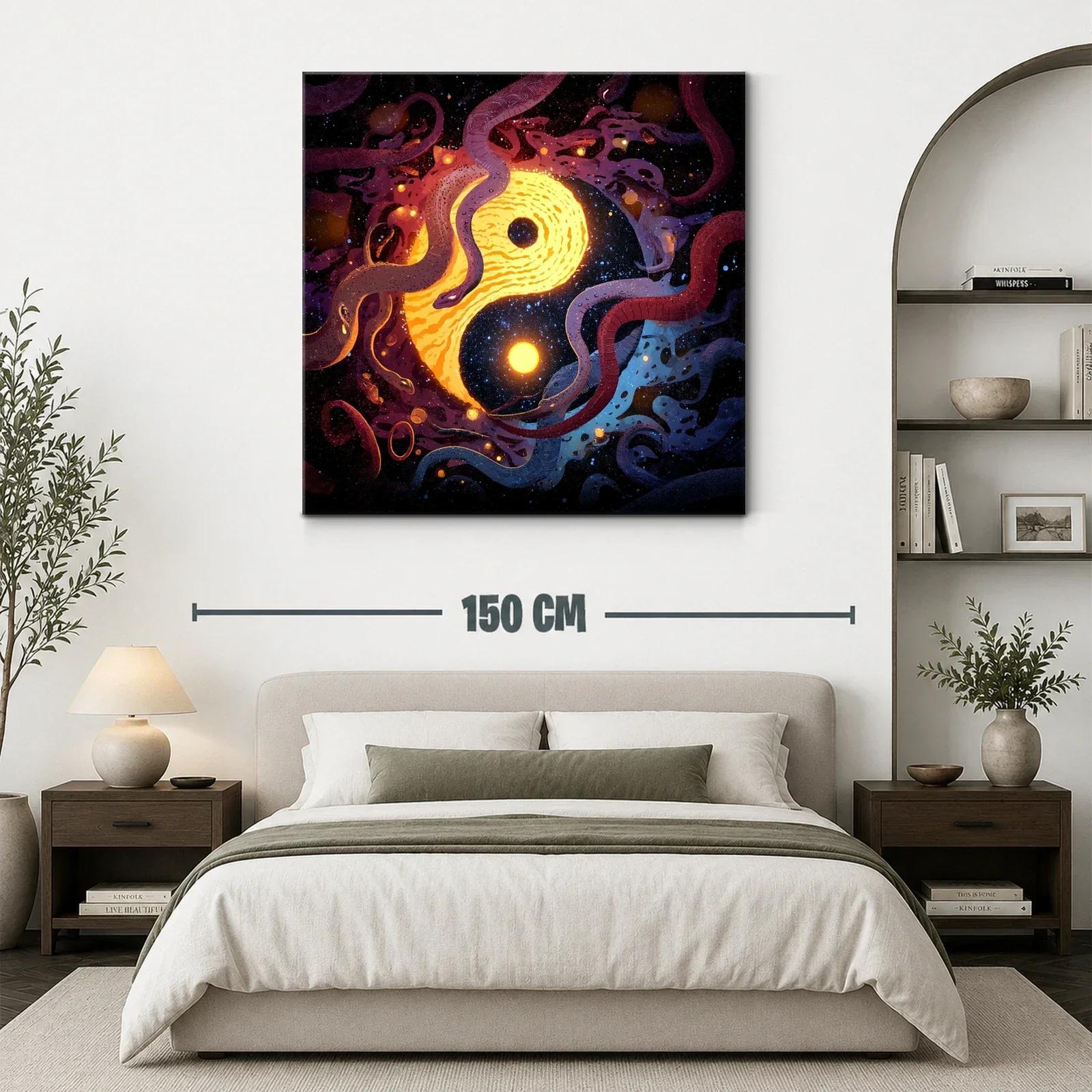 Yin Yang cósmico entre serpientes en galaxia vibrante — miniatura 3