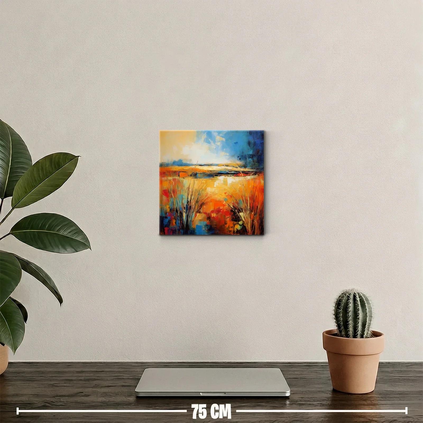 Paisaje abstracto con vibrantes tonos cálidos y fríos — miniatura 2