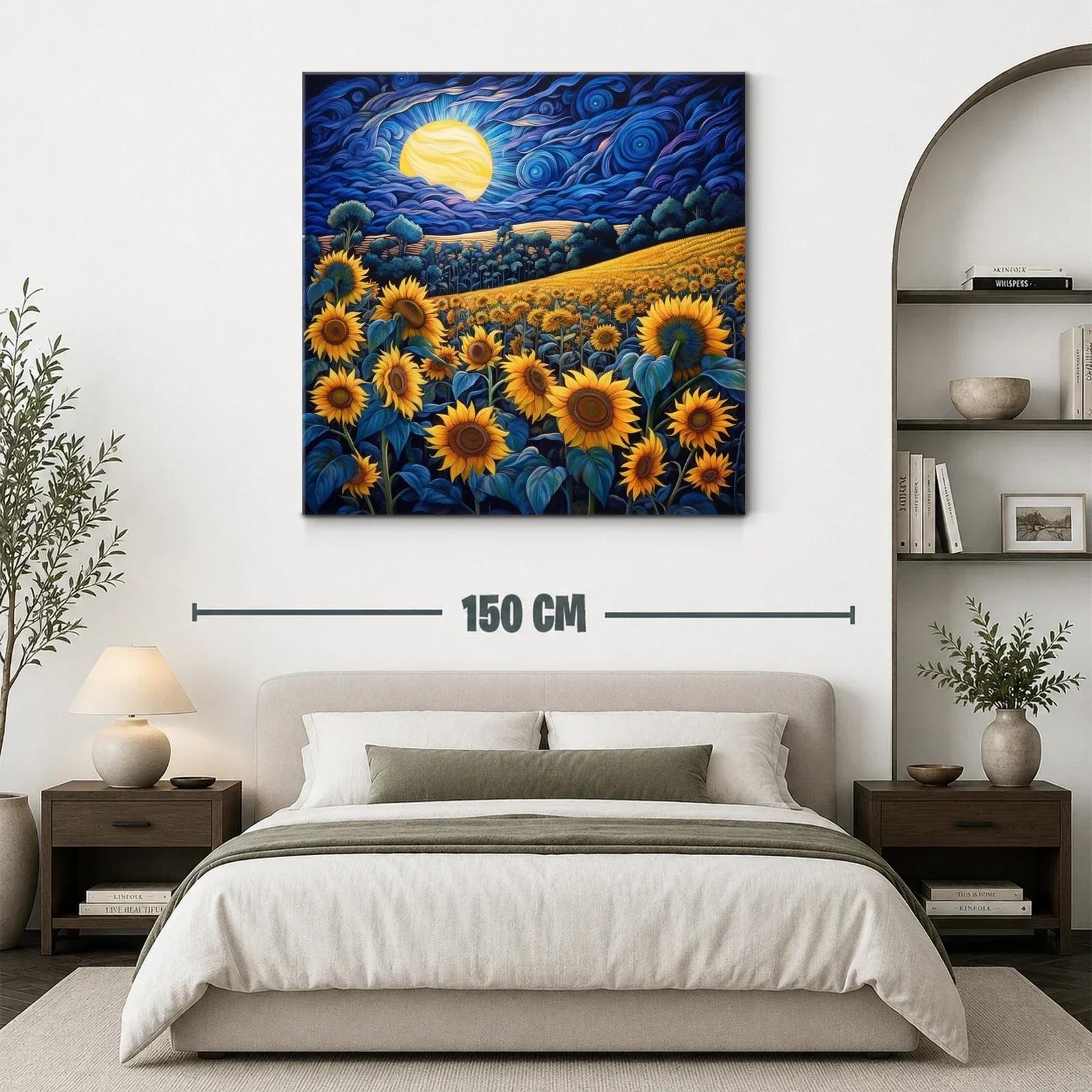 Campo de girasoles bajo un cielo nocturno vibrante — miniatura 3