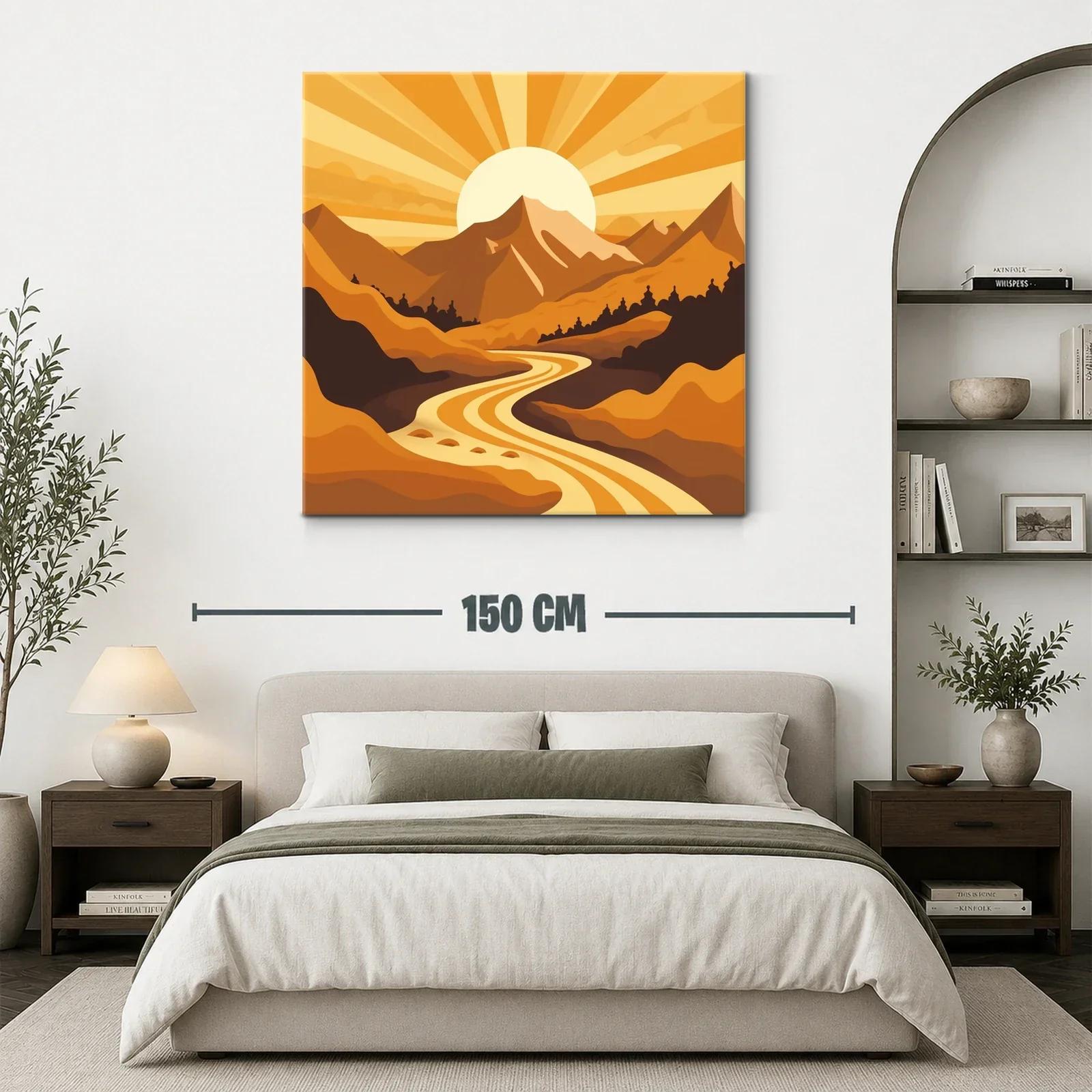 Paisaje de montaña al amanecer con río dorado — miniatura 3