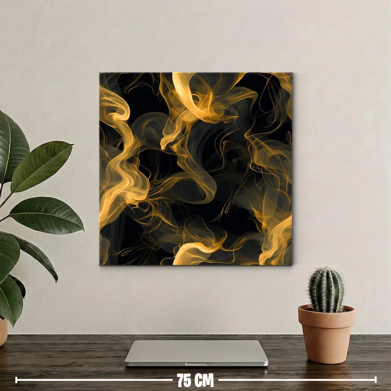 Líneas doradas fluidas sobre fondo negro profundo — miniatura 2