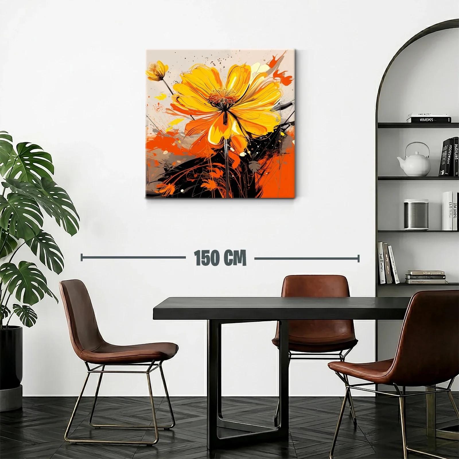 Cuadro vibrante con flor amarilla y naranja explosiva — miniatura 2