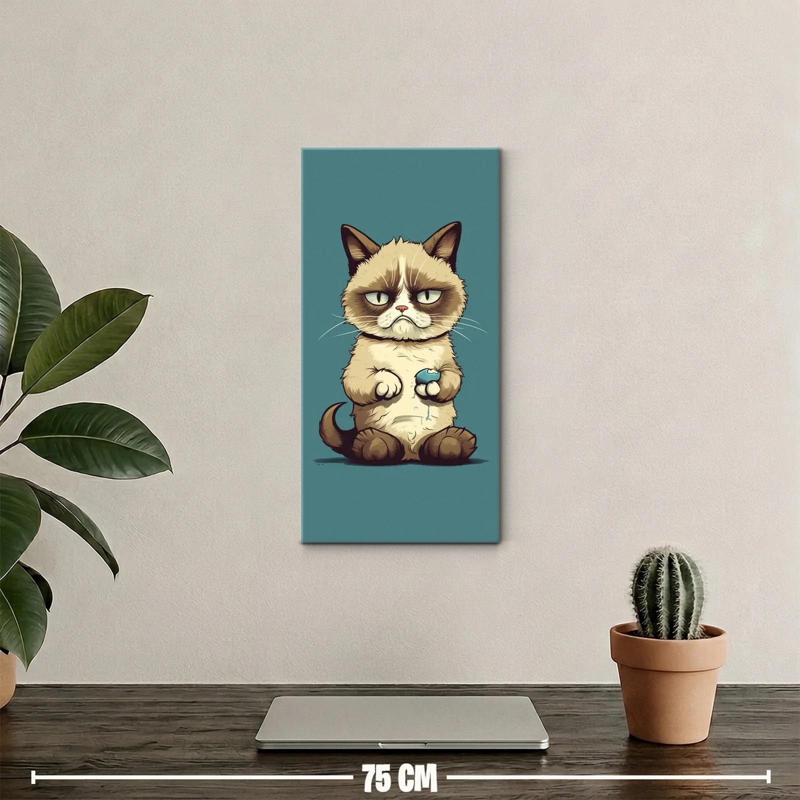 Cuadro gato gruñón con bola de lana azul — miniatura 2