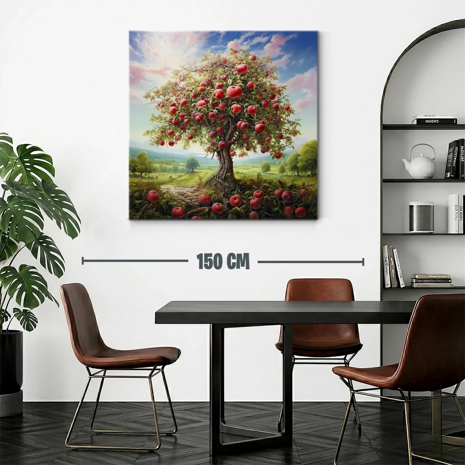 Árbol frutal cargado de manzanas en paisaje campestre — miniatura 2
