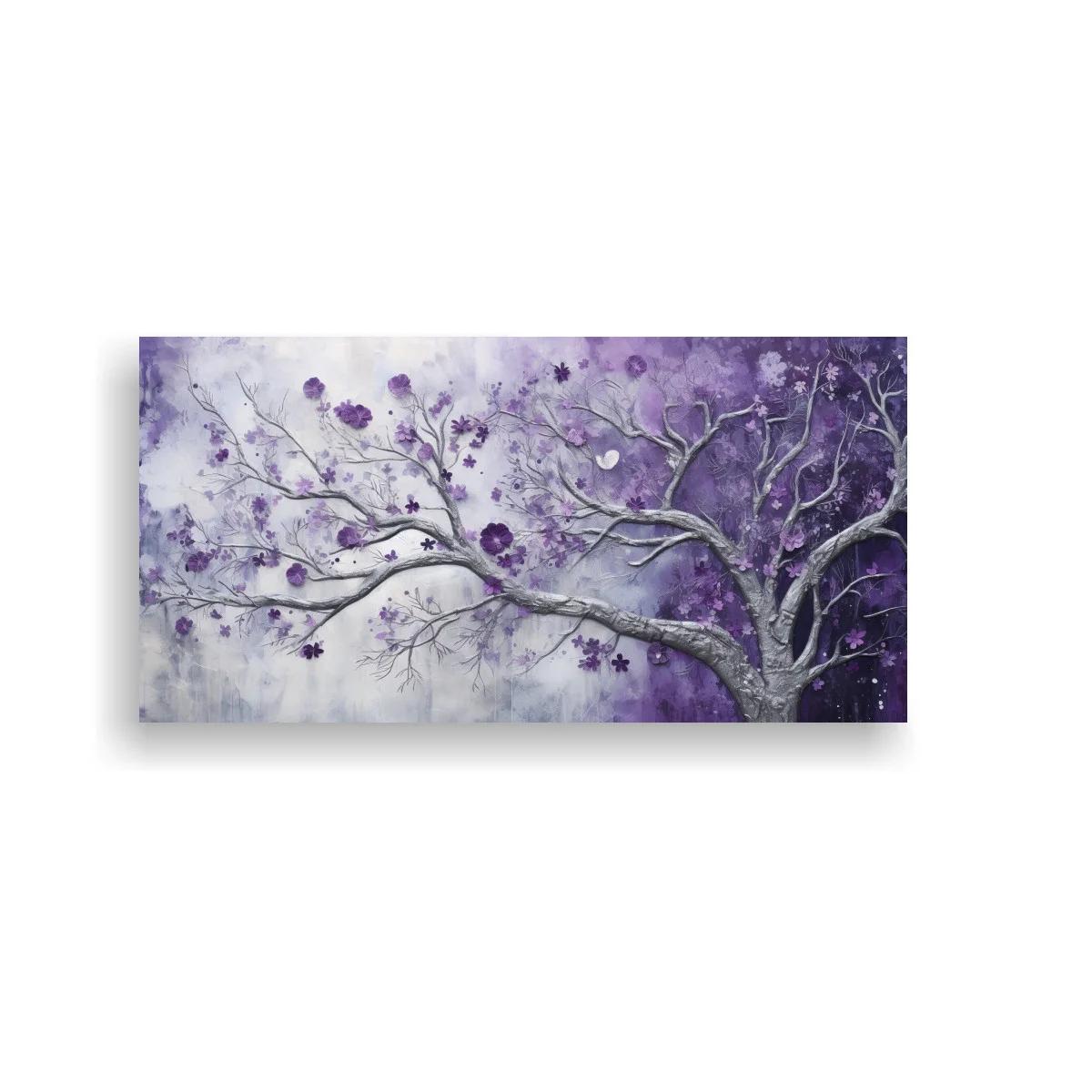 Cuadro árbol florecido morado con fondo brumoso — imagen principal