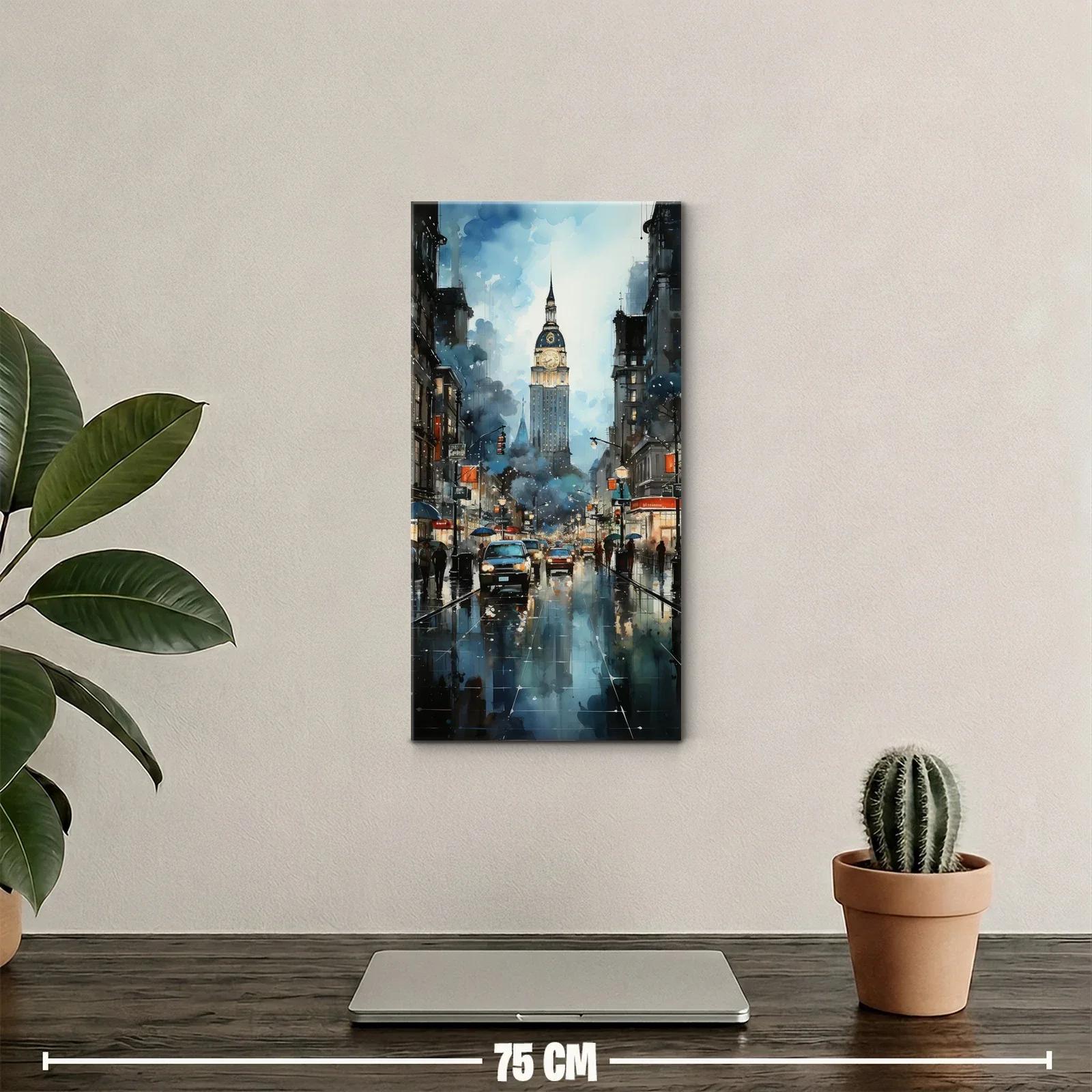 Cuadro Big Ben con calle lluviosa y reflejos urbanos — miniatura 2
