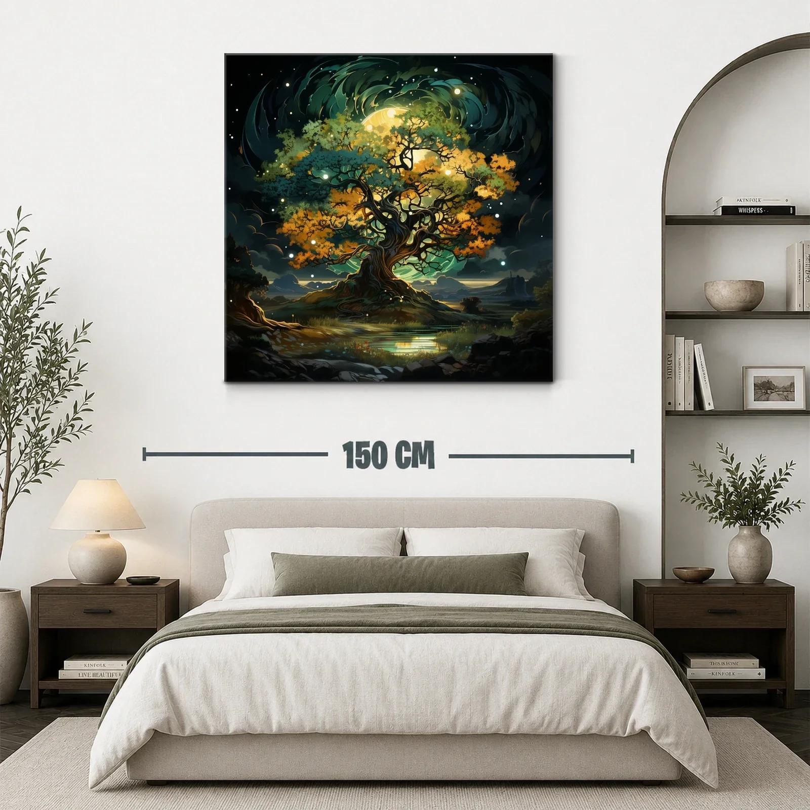 Árbol mágico iluminado en paisaje nocturno fascinante — miniatura 3