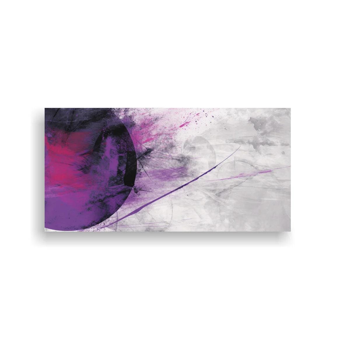 Cuadro abstracto morado con gran círculo y trazos sueltos — imagen principal