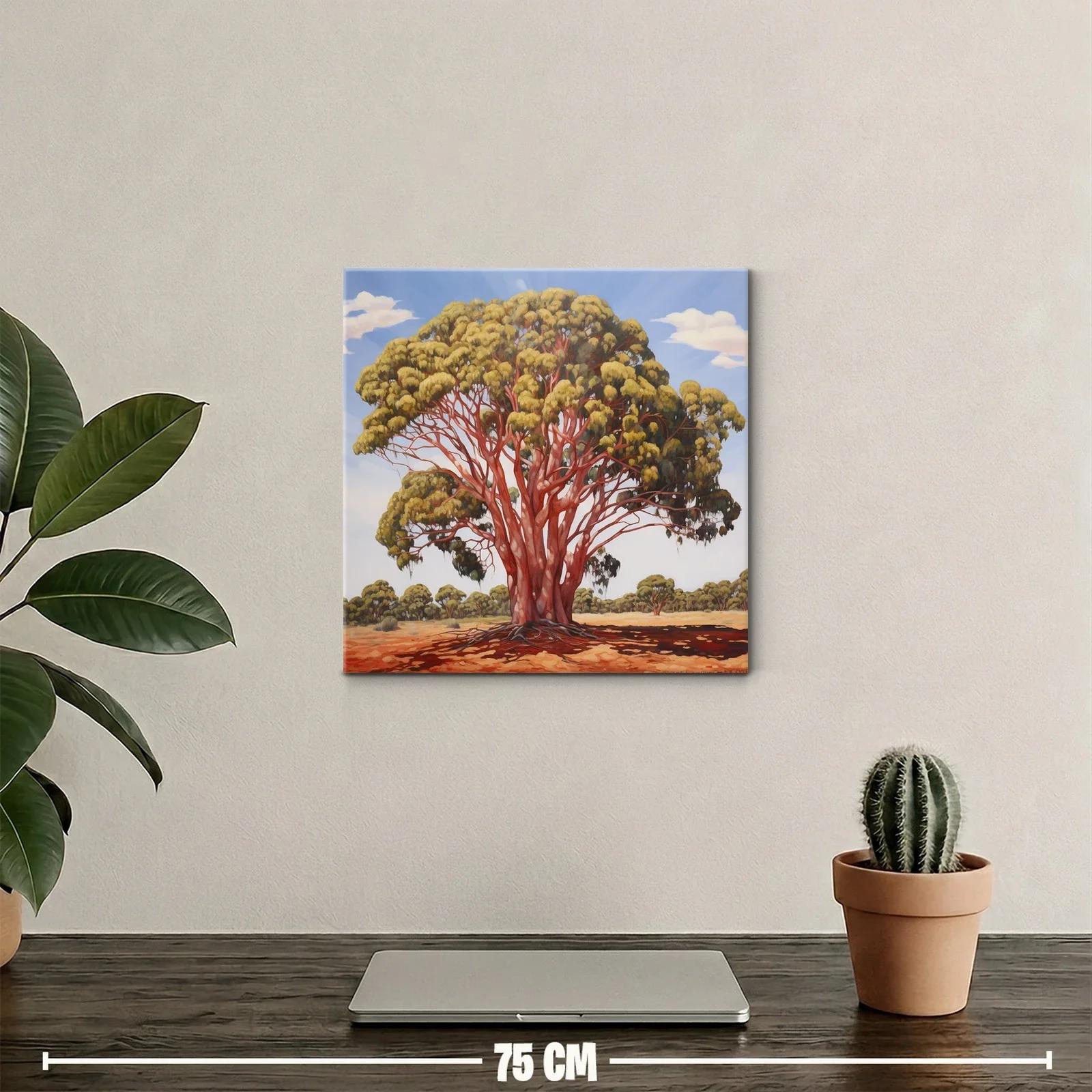 Impresionante árbol con tronco rojo sobre paisaje soleado — miniatura 2