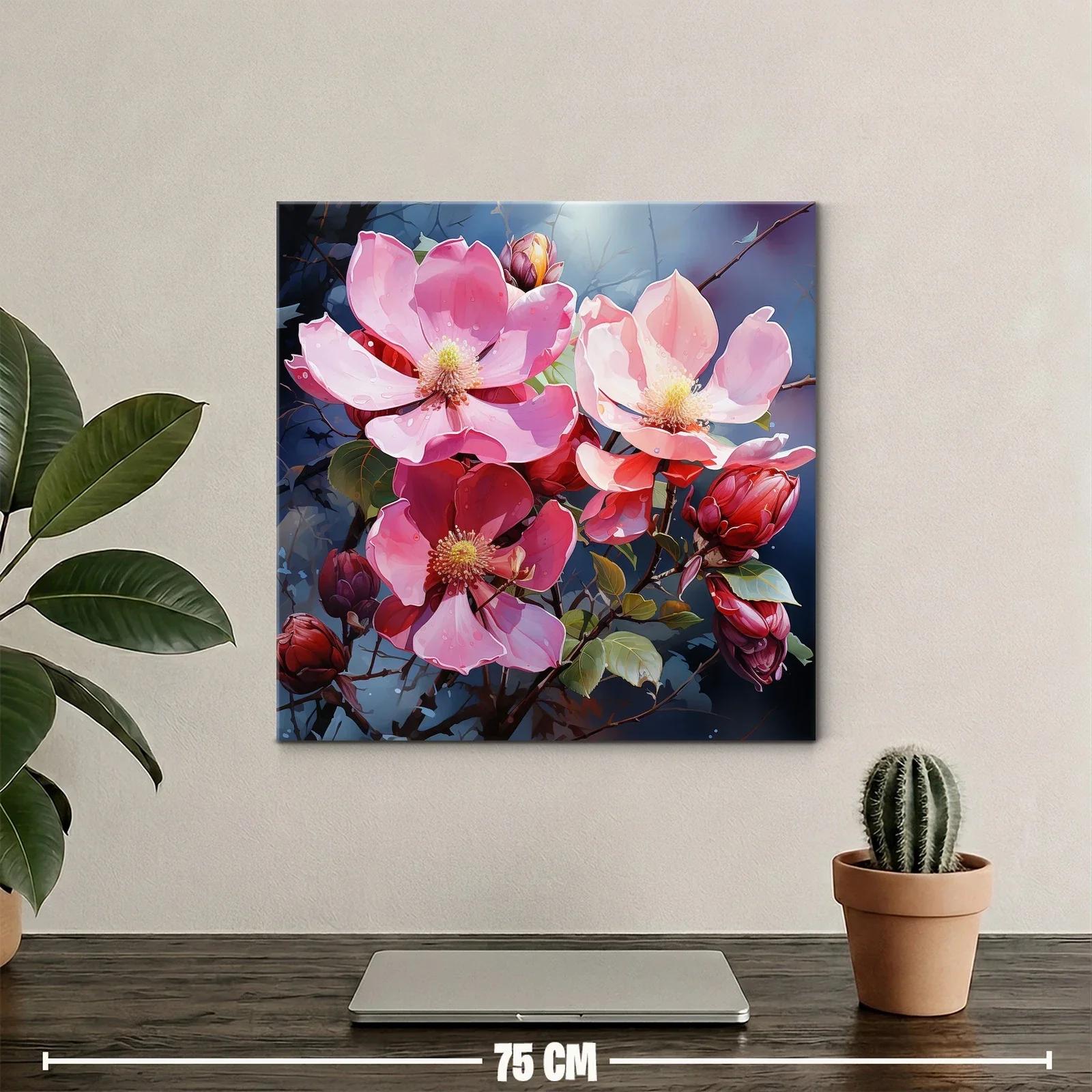 Flores rosas en contraste con fondo azul oscuro — miniatura 2