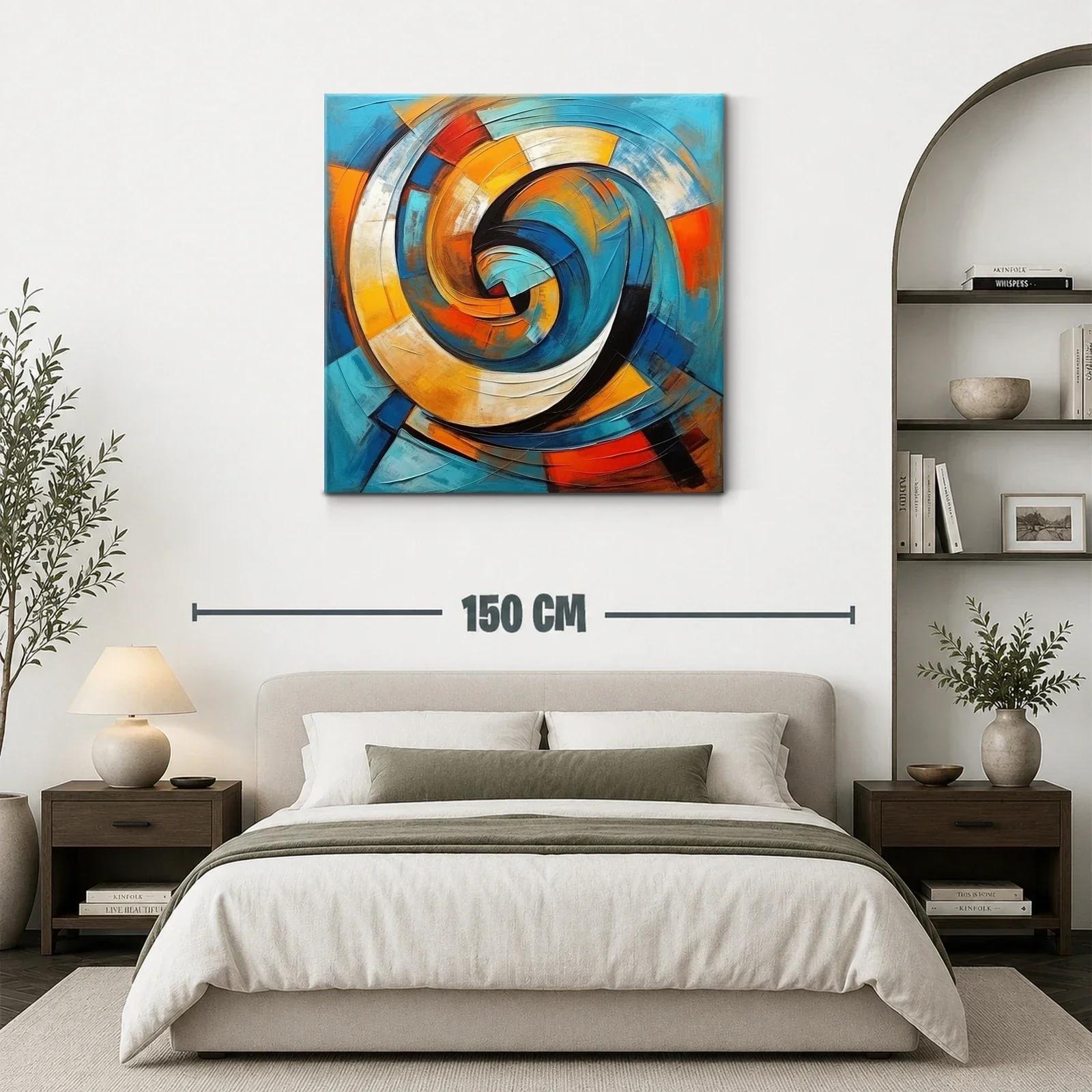 Cuadro abstracto espiral con tonos vibrantes y dinámicos — miniatura 3