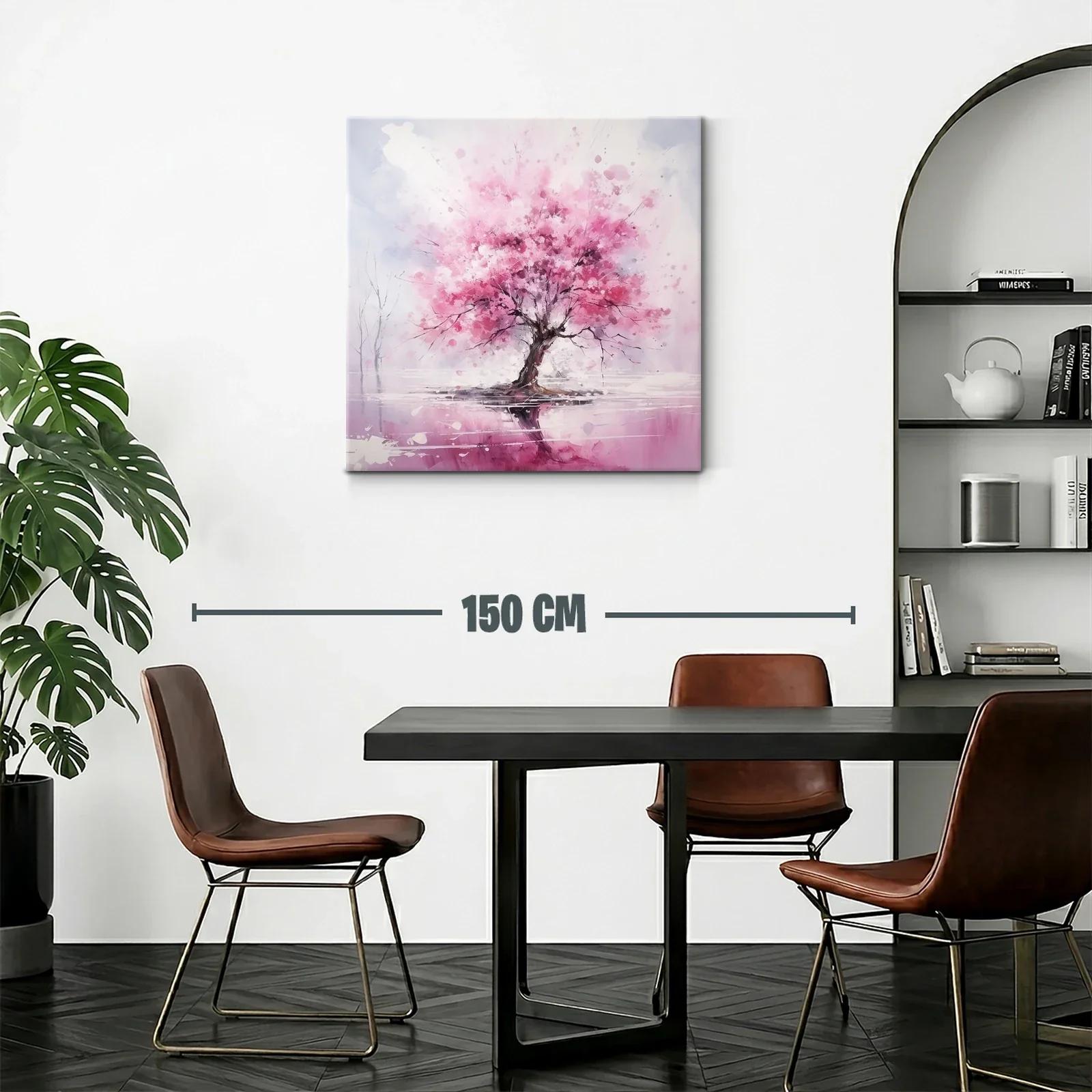 Árbol con vibrante floración en tonos rosas y reflejo — miniatura 2