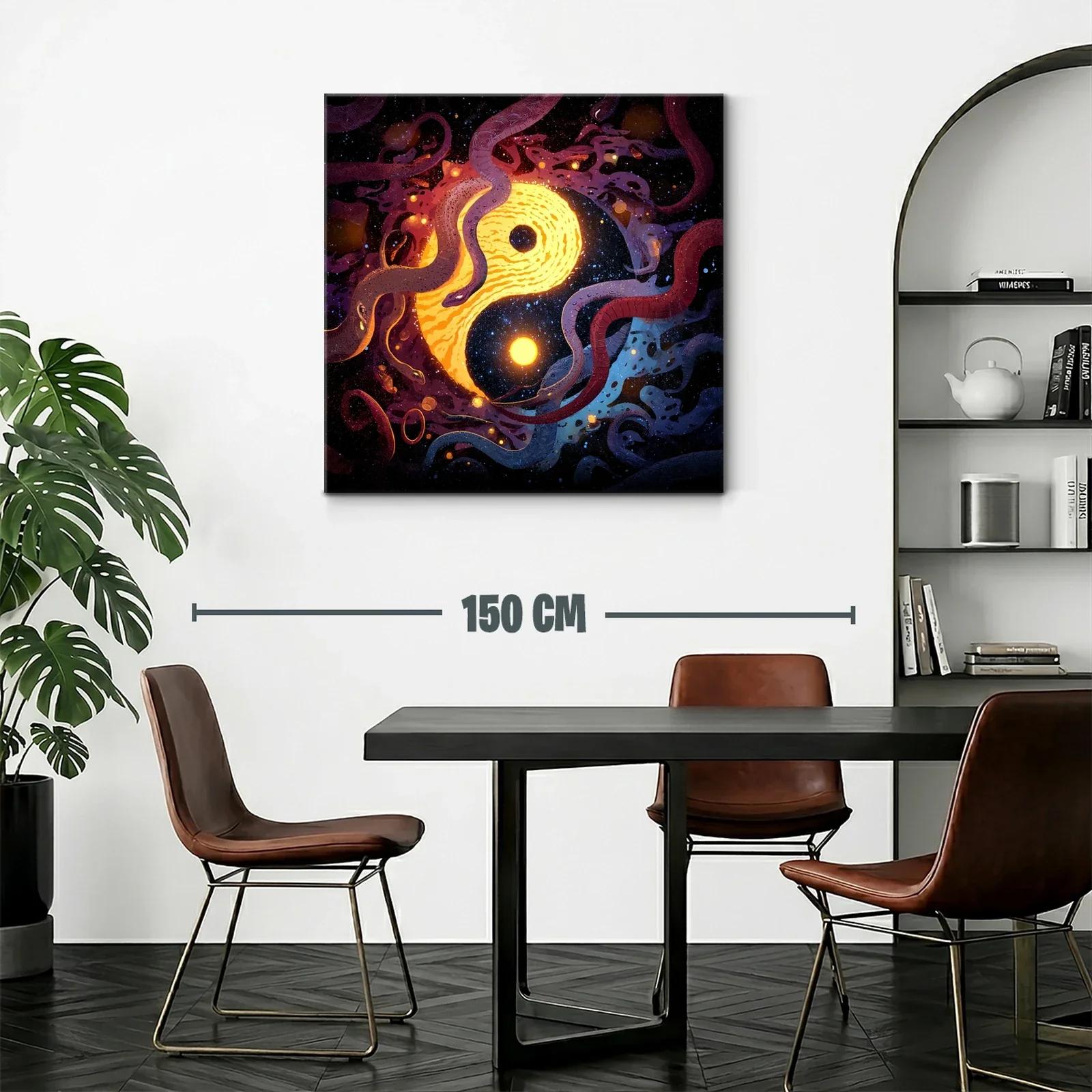 Yin Yang cósmico entre serpientes en galaxia vibrante — miniatura 2
