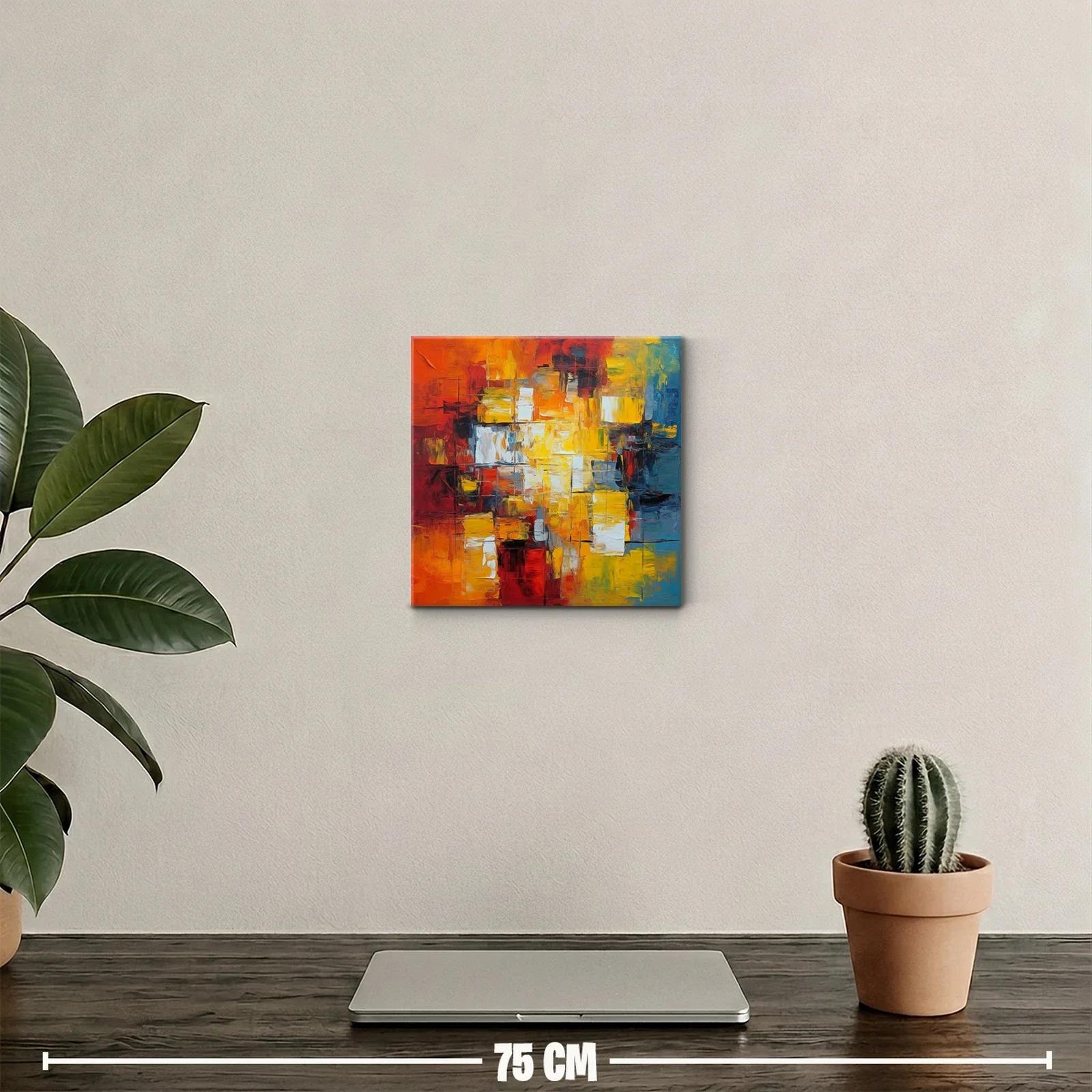 Cuadro abstracto con vibrantes tonos cálidos y fríos — miniatura 2