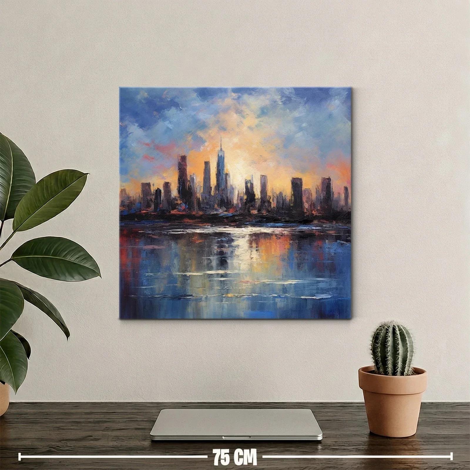 Atardecer urbano con reflejos impresionistas vibrantes — miniatura 2