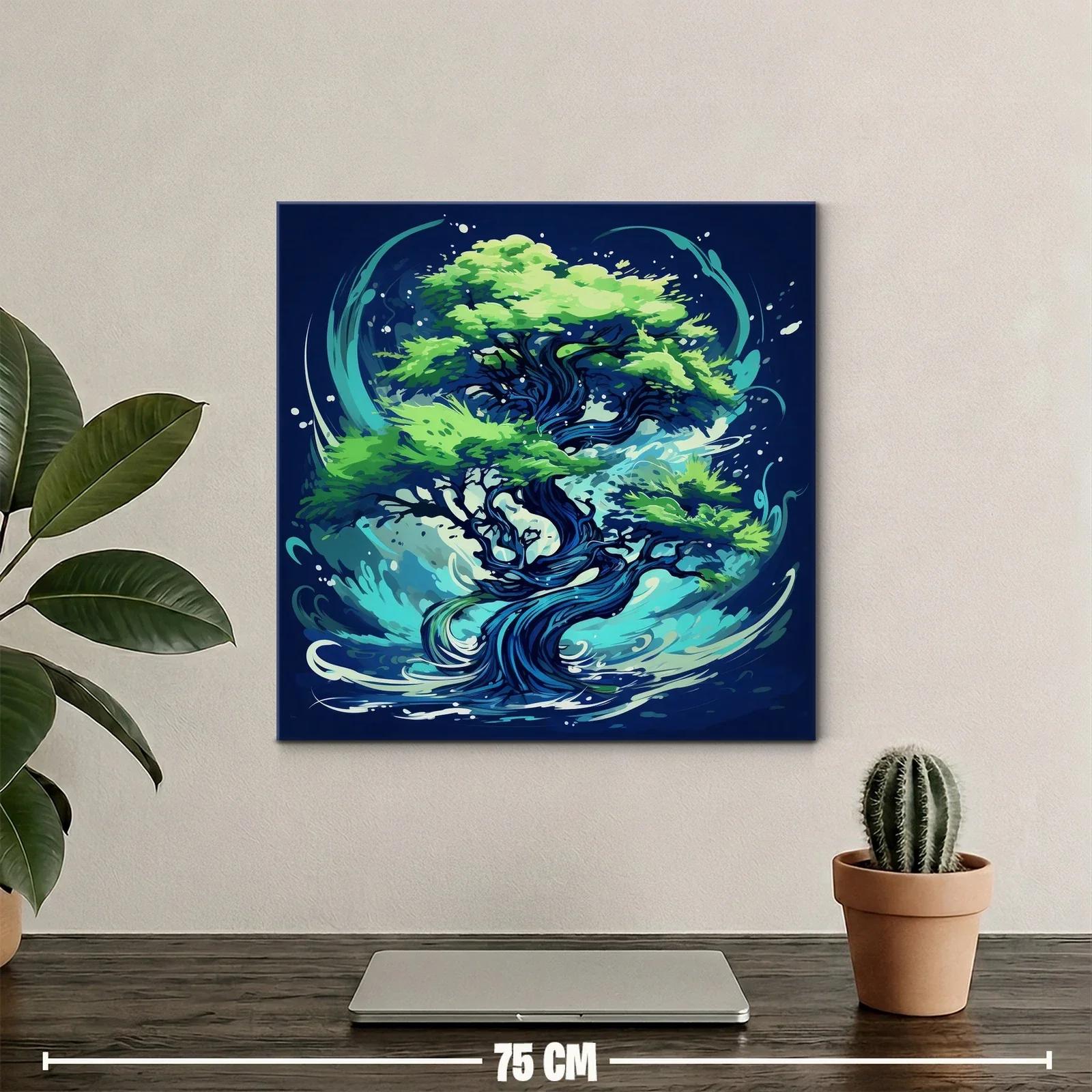 Árbol vibrante en movimiento con tonos verdes y azules — miniatura 2