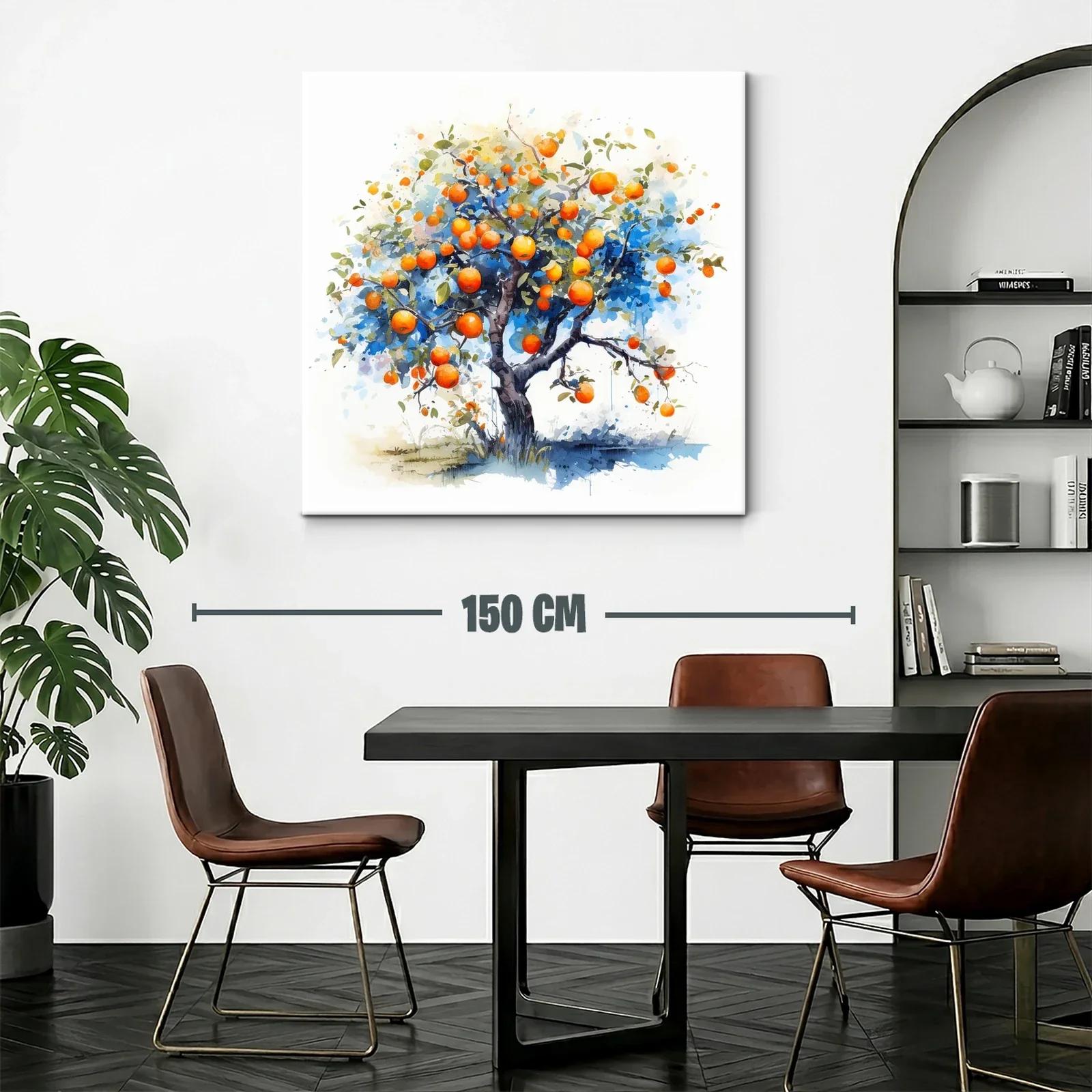 Árbol de naranjas vibrantes con fondo azul y blanco — miniatura 2