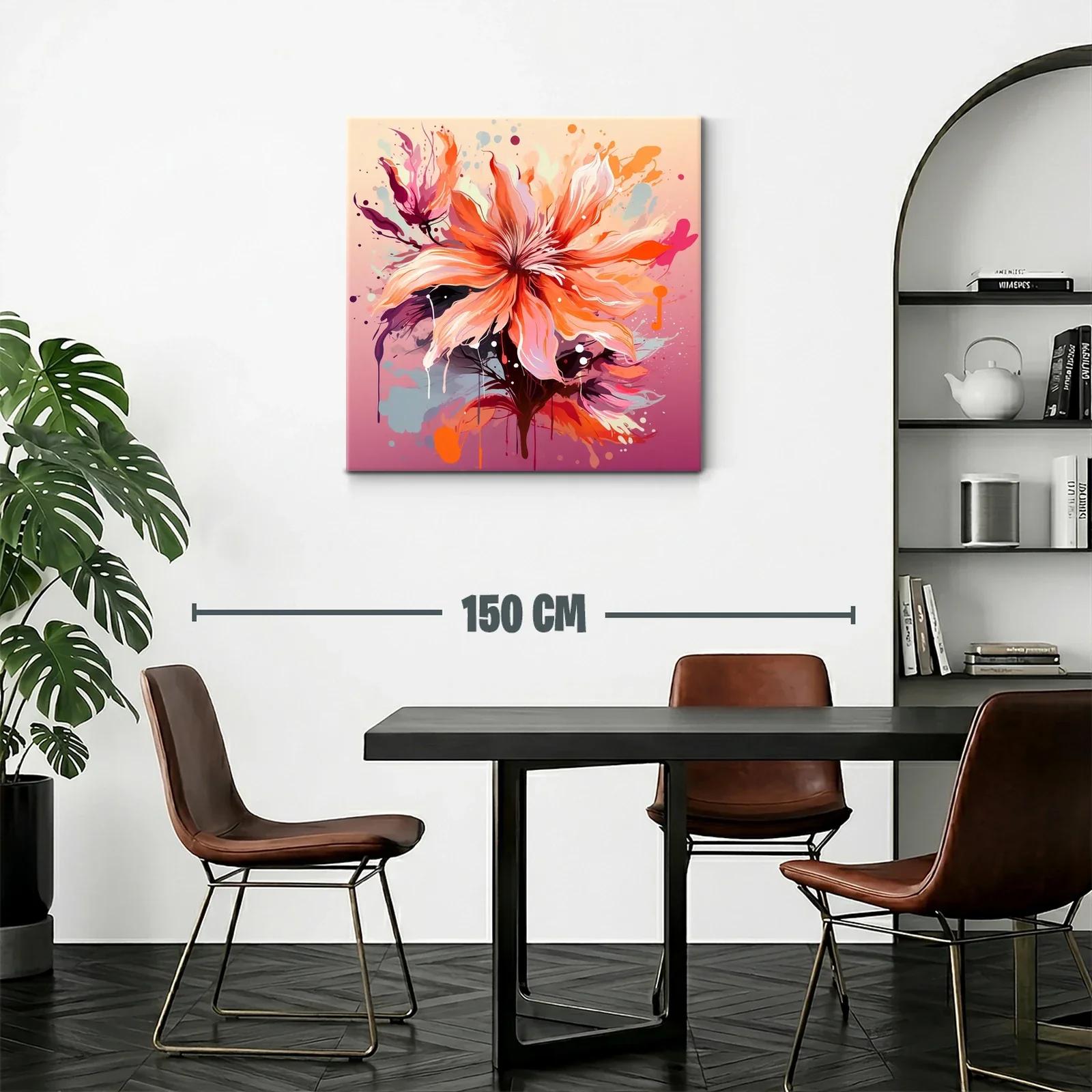 Cuadro floral vibrante con tonos cálidos y modernos — miniatura 2