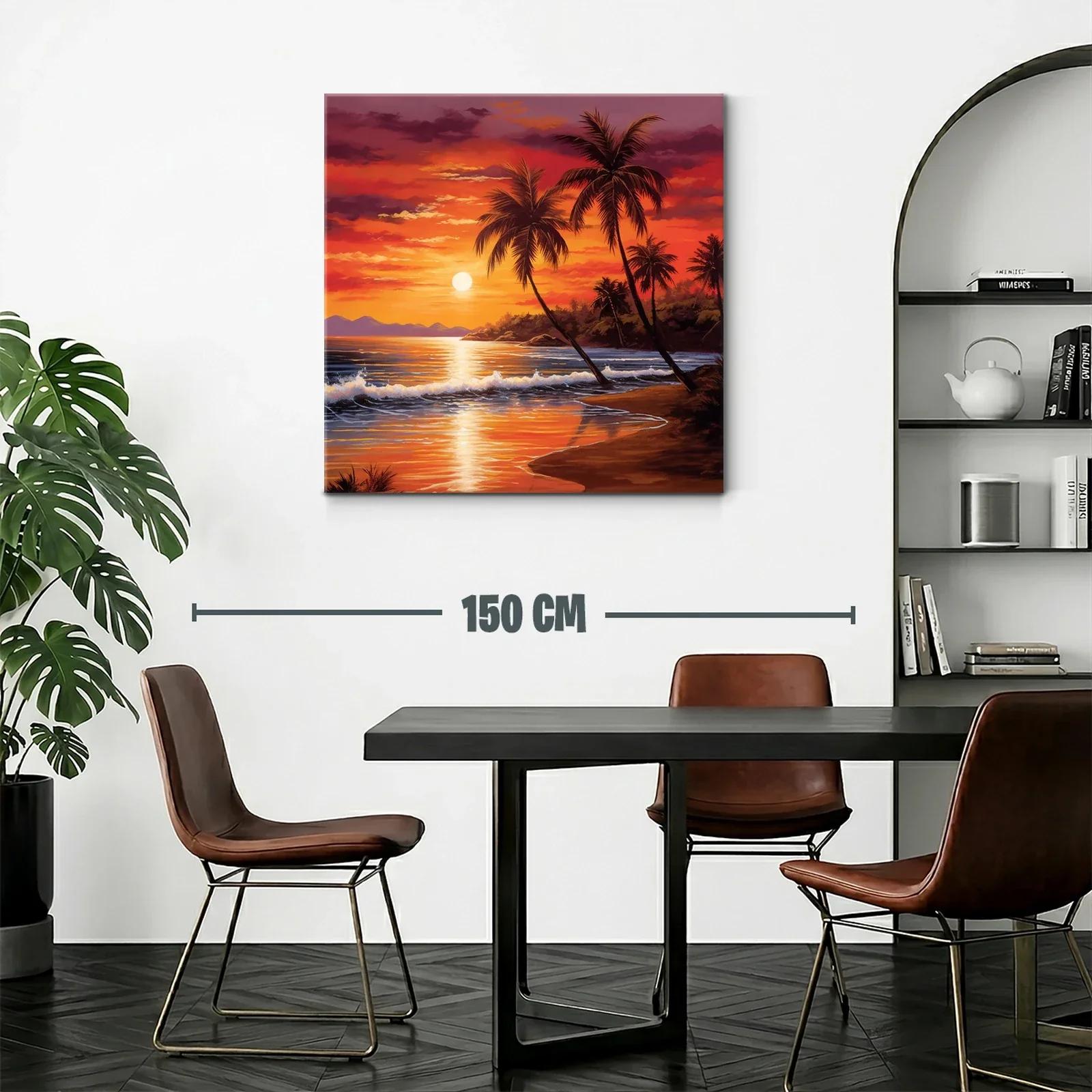 Atardecer tropical con palmeras en playa serena — miniatura 2