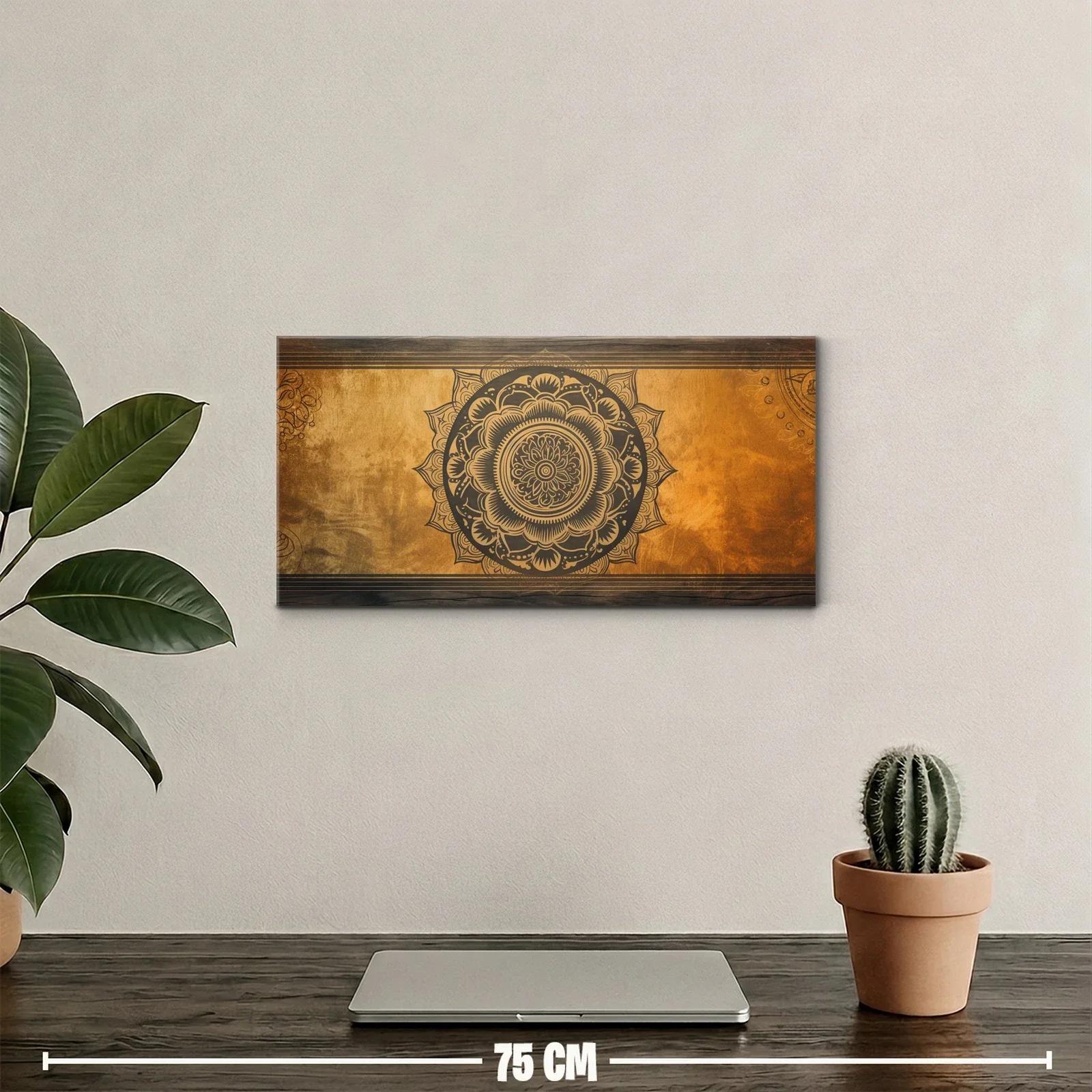 Cuadro mandala floral con fondo texturizado y bordes oscuros — miniatura 2
