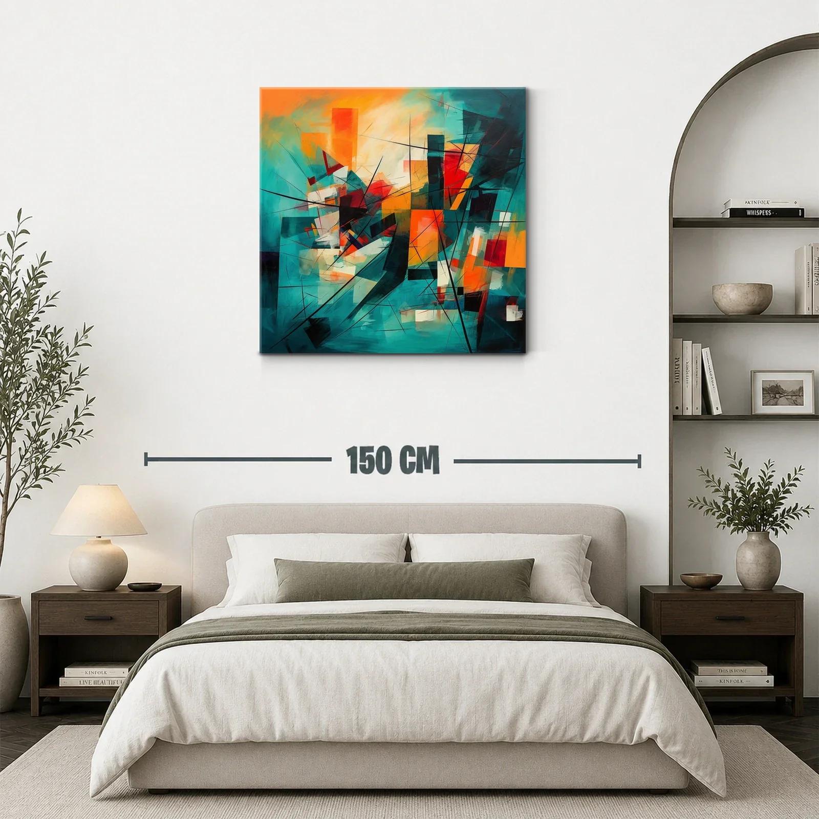 Cuadro abstracto vibrante con formas y líneas dinámicas — miniatura 3