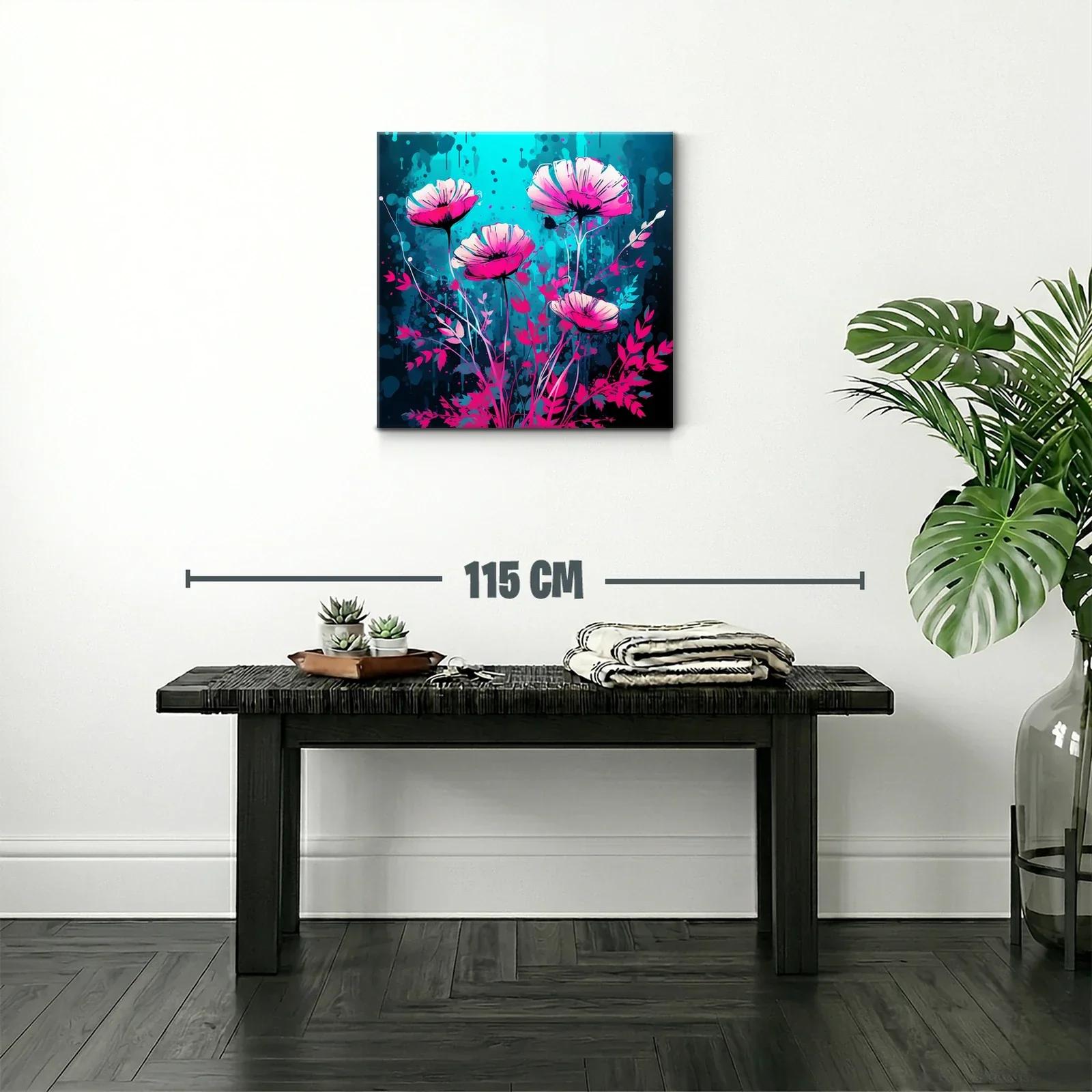 Flores vibrantes en contraste turquesa y magenta — miniatura 2