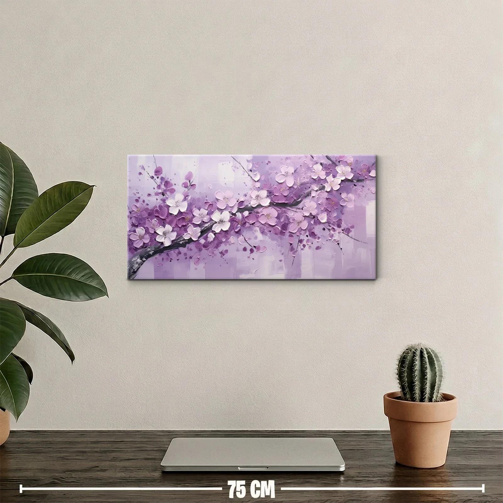 Cuadro rama de flores de cerezo lilas en diagonal — miniatura 2