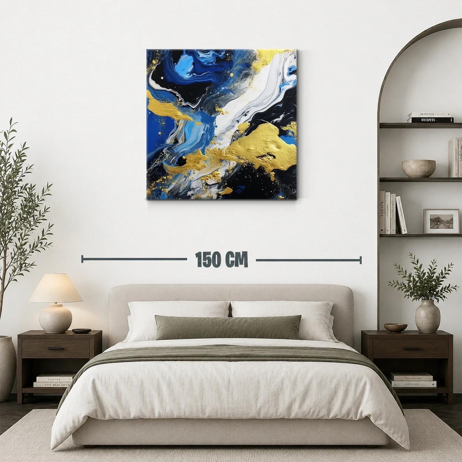 Abstracto vibrante en azul negro y dorado elegante — miniatura 3